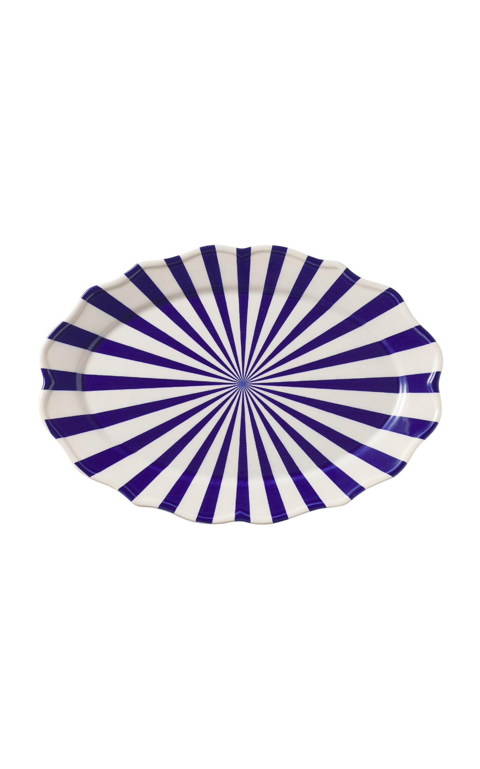 Maison Madison - Mafalda Hand-Painted Ceramic Platter - Blue - Moda Operandi by MAISON MADISON