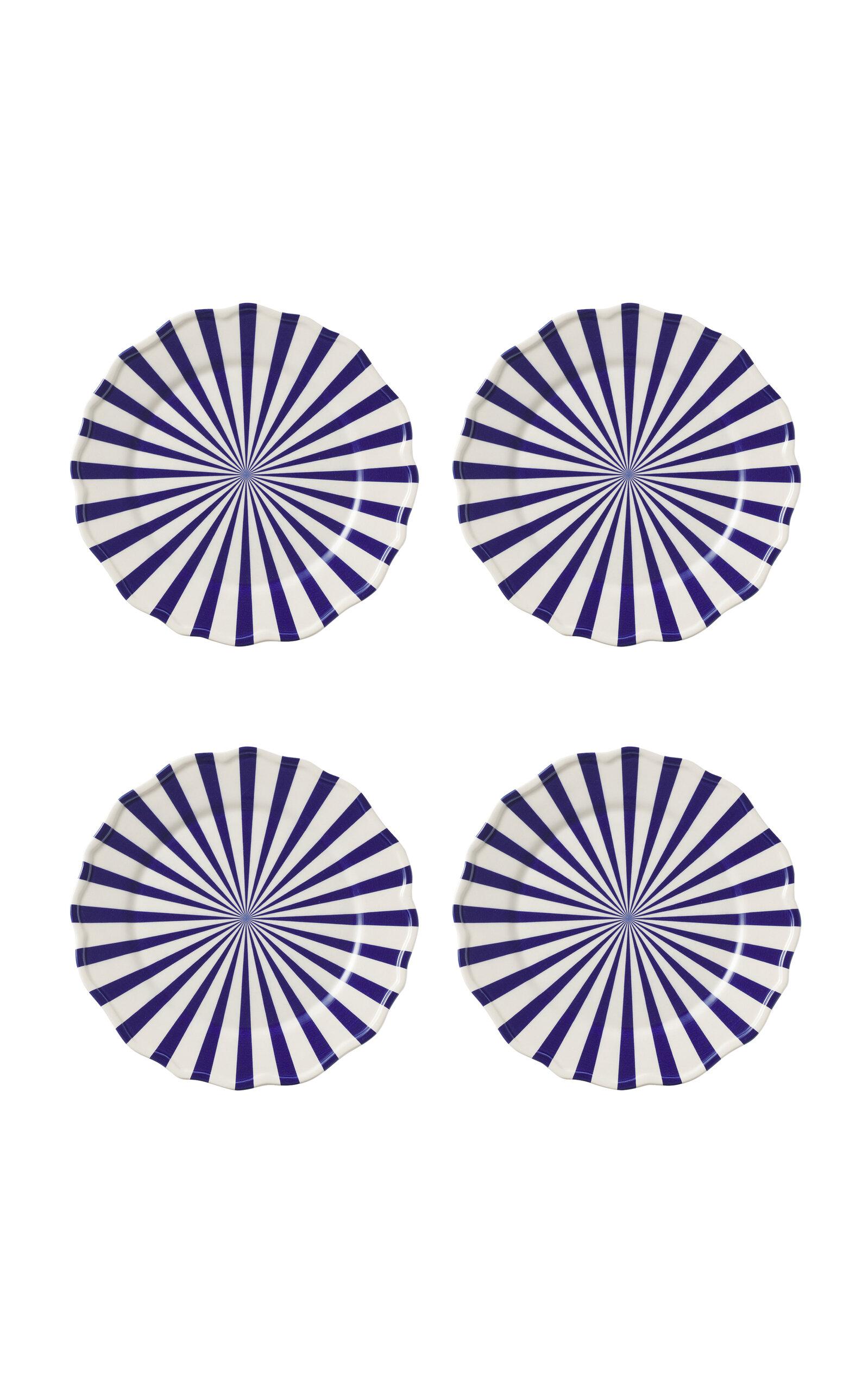 Maison Madison - Mafalda Set-Of-Four Hand-Painted Ceramic Dinner Plates - Blue - Moda Operandi by MAISON MADISON