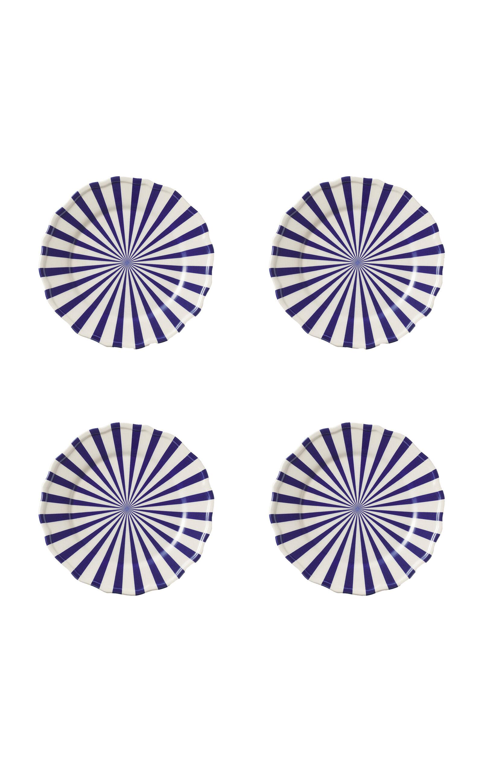Maison Madison - Mafalda Set-Of-Four Hand-Painted Ceramic Side Plates - Blue - Moda Operandi by MAISON MADISON