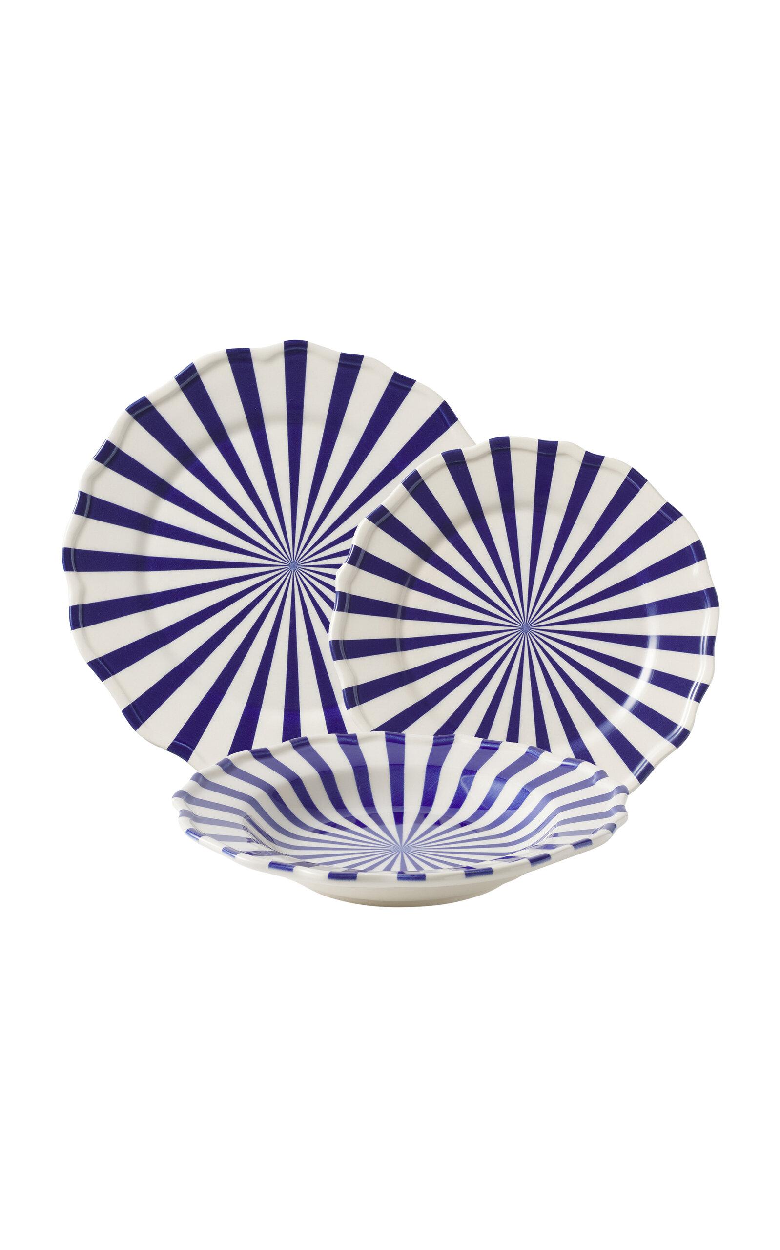 Maison Madison - Mafalda Set-Of-Twelve Hand-Painted Ceramic Dinner Set - Blue - Moda Operandi by MAISON MADISON