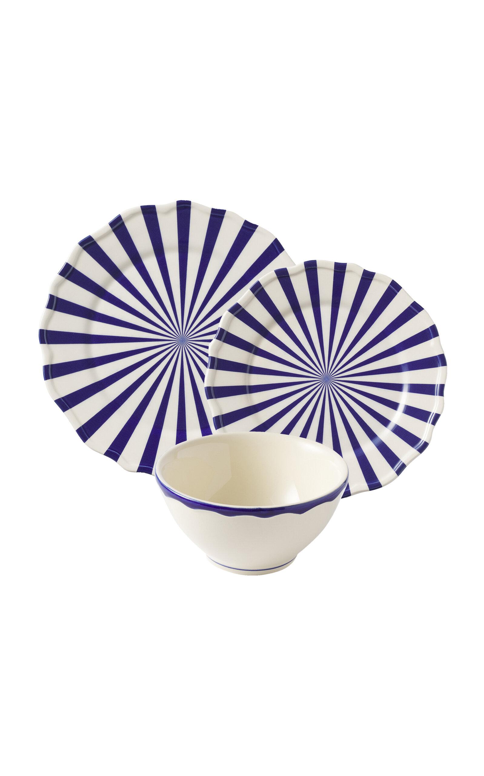 Maison Madison - Mafalda Set-Of-Twelve Hand-Painted Ceramic Dinner Set - Blue - Moda Operandi by MAISON MADISON