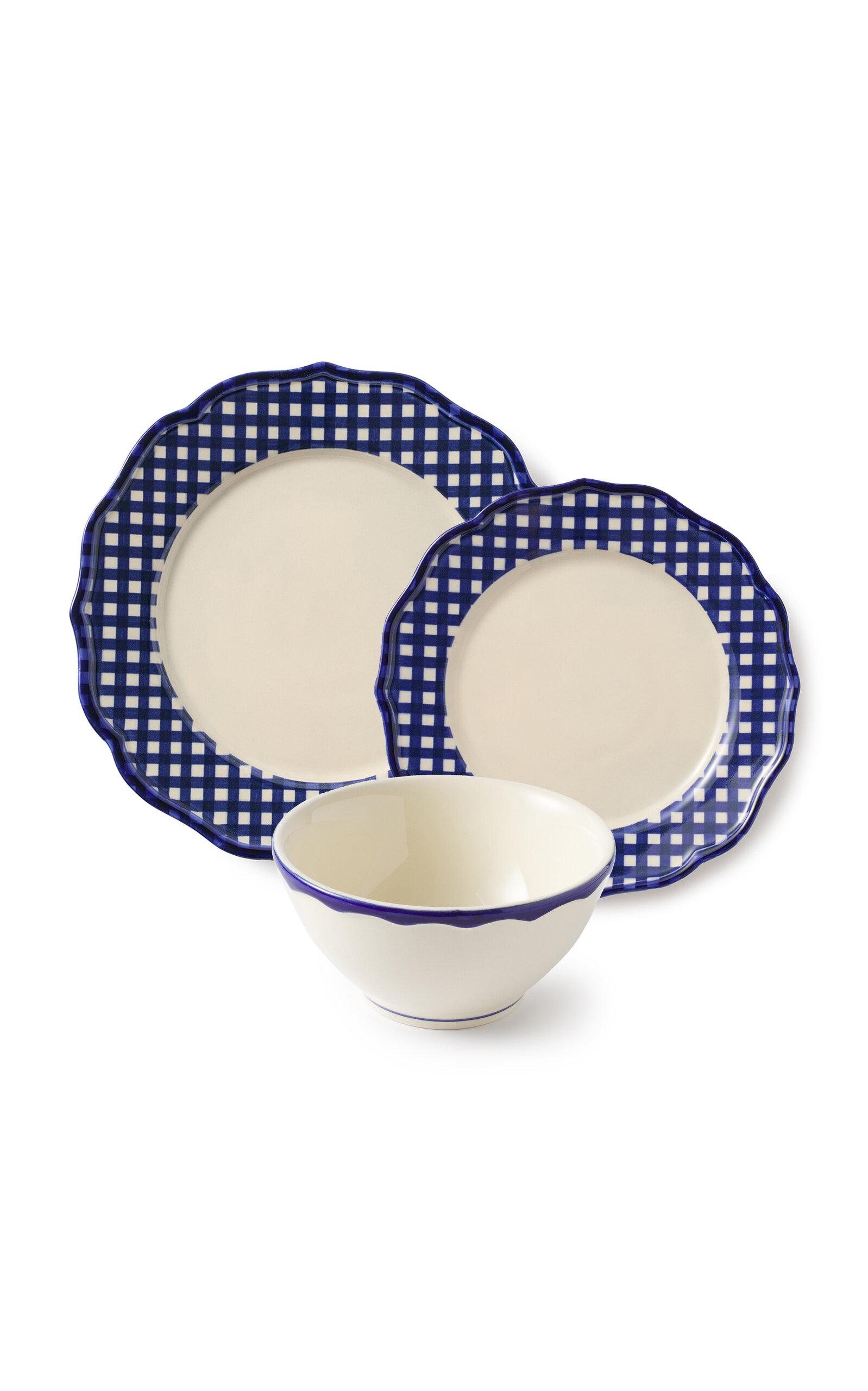 Maison Madison - Set-Of-Twelve Beatrix Plate And Bowl Set - Blue - Moda Operandi by MAISON MADISON