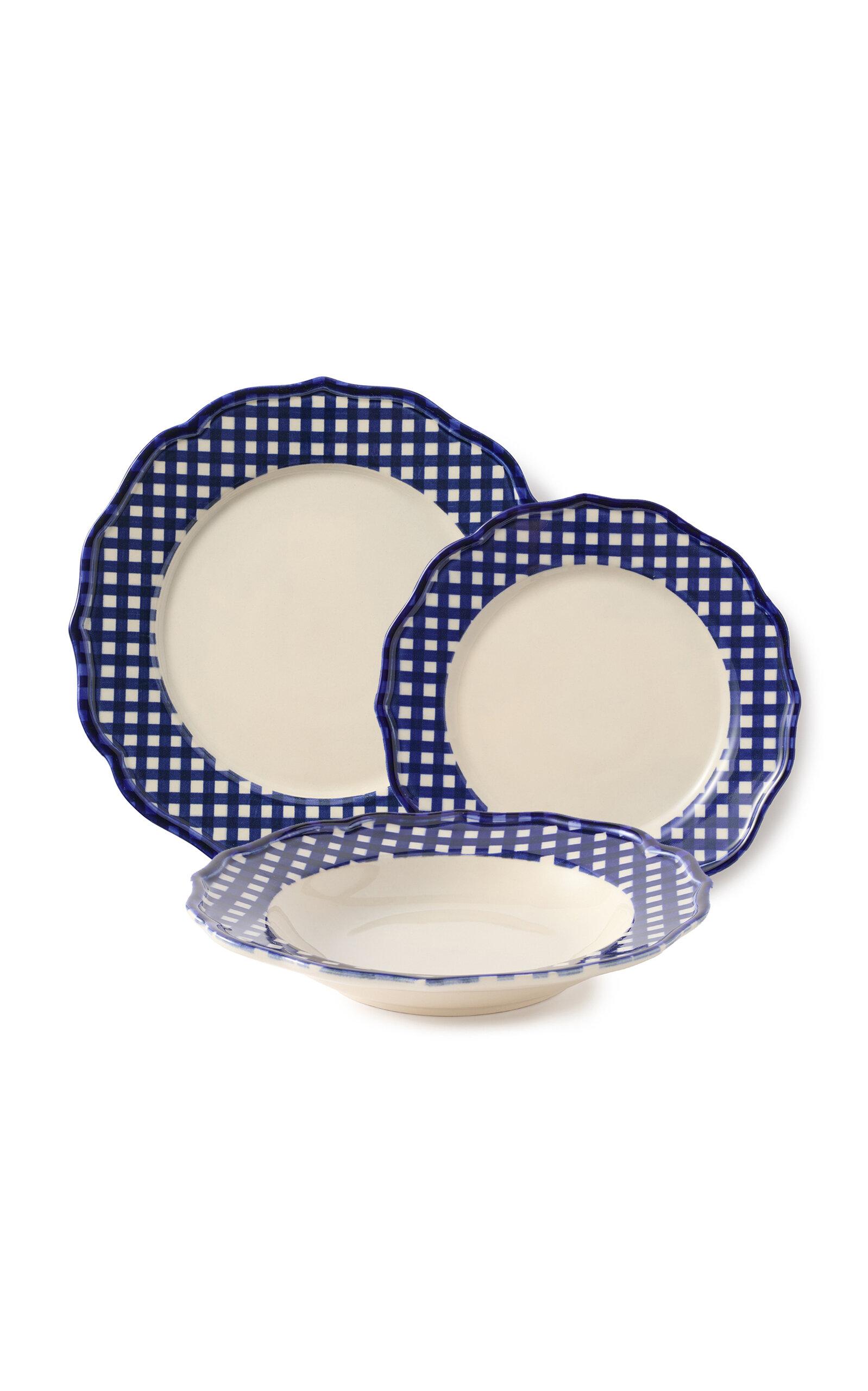 Maison Madison - Set-Of-Twelve Beatrix Plate And Bowl Set - Blue - Moda Operandi by MAISON MADISON