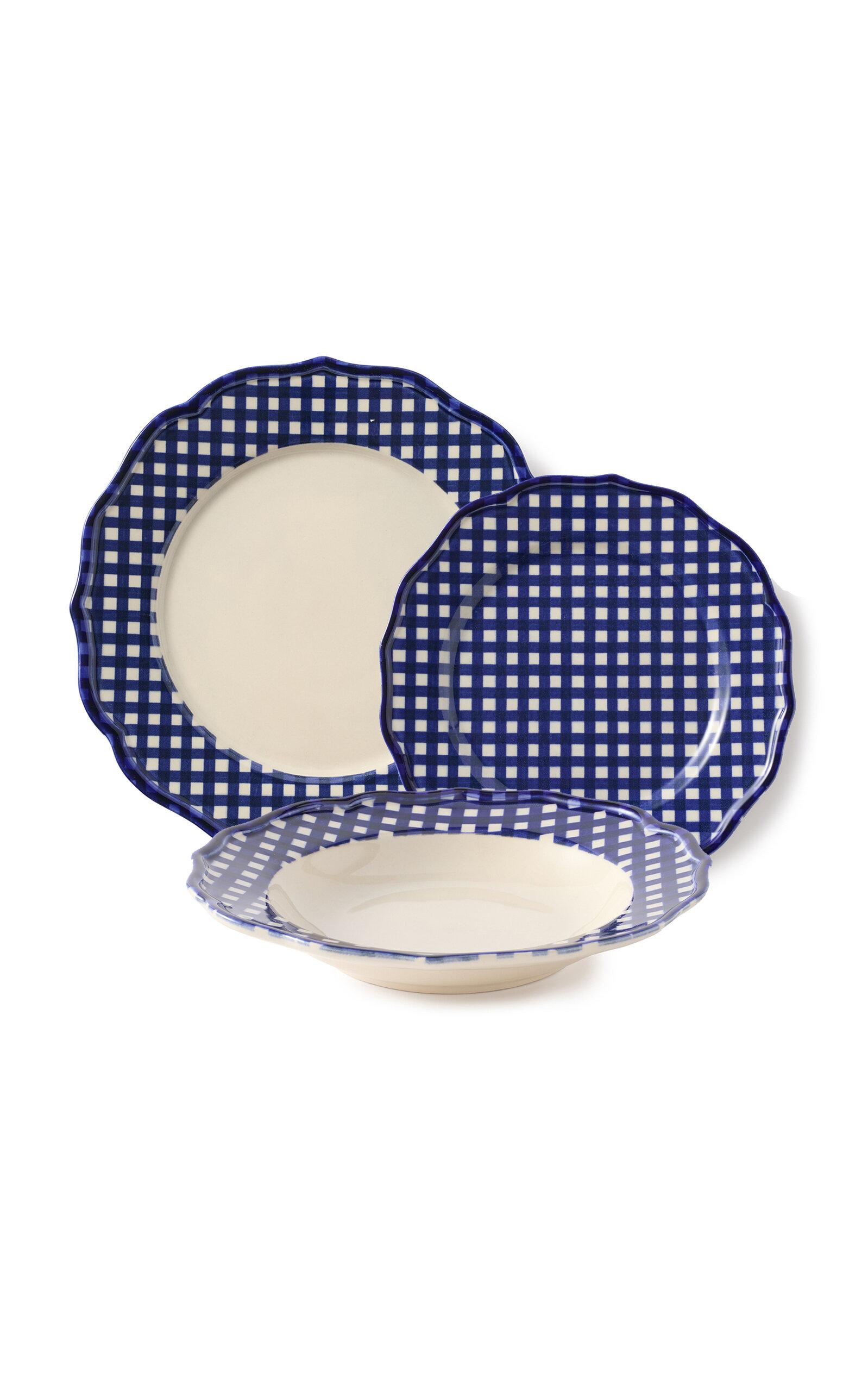 Maison Madison - Set-Of-Twelve Beatrix Plate And Bowl Set - Blue - Moda Operandi by MAISON MADISON