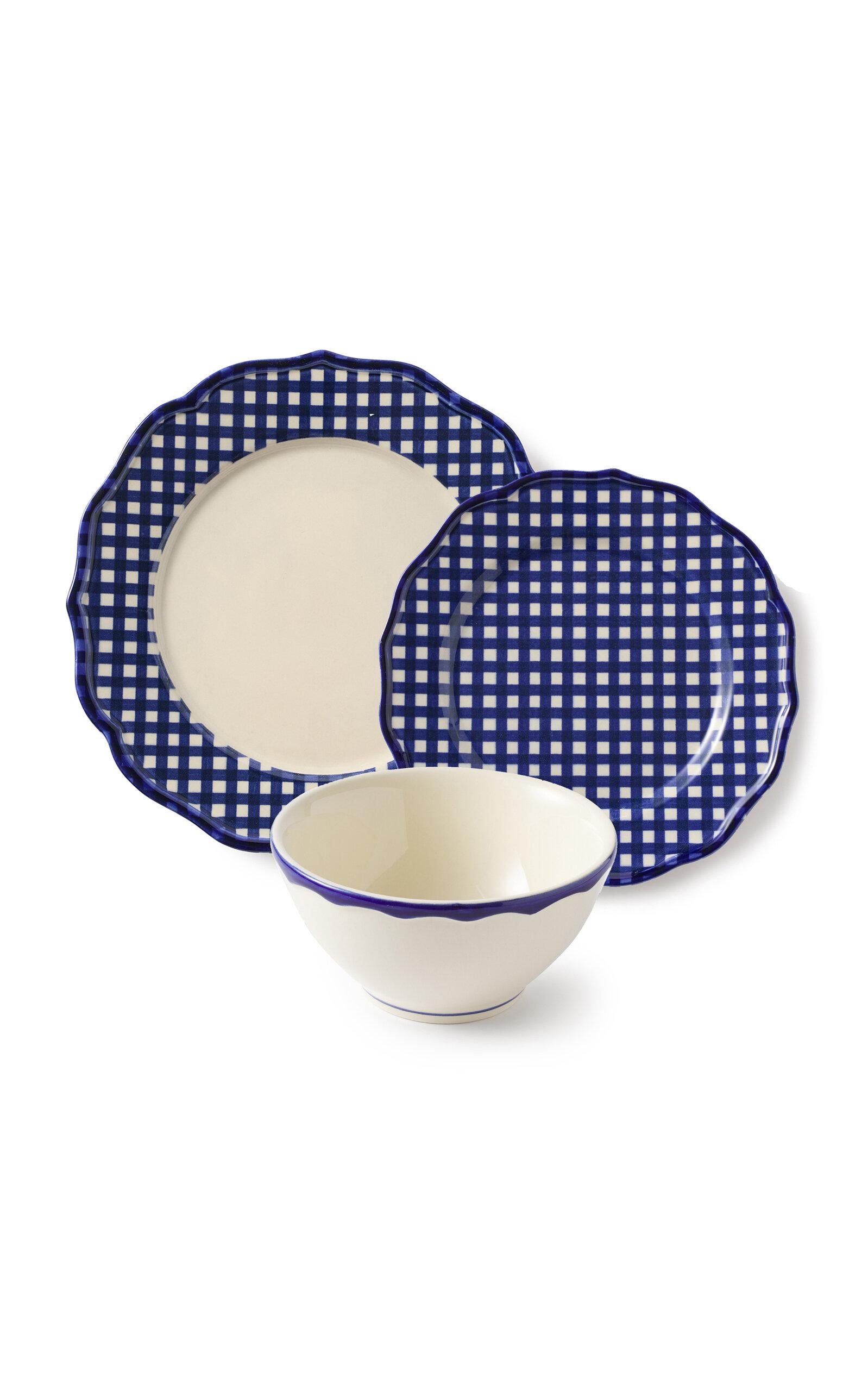 Maison Madison - Set-Of-Twelve Beatrix Plate And Bowl Set - Blue - Moda Operandi by MAISON MADISON