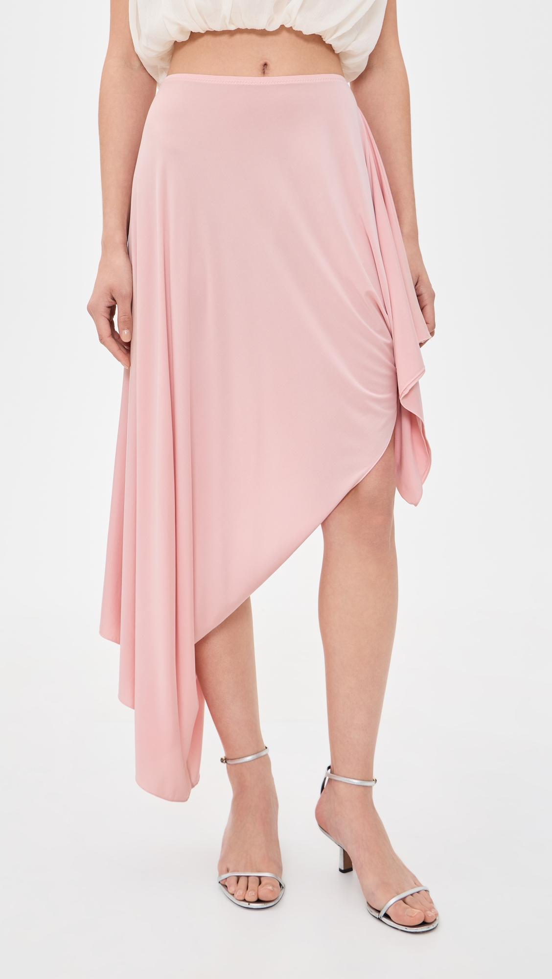 Asymmetrical Blush Midi Skirt by MAISON MARGIELA