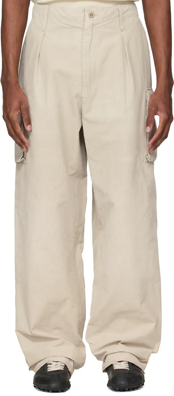 Beige Cotton-Blend Cargo Pants by MAISON MARGIELA
