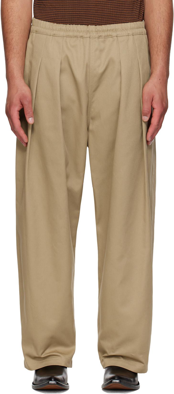 Beige Dropped-Rise Trousers by MAISON MARGIELA