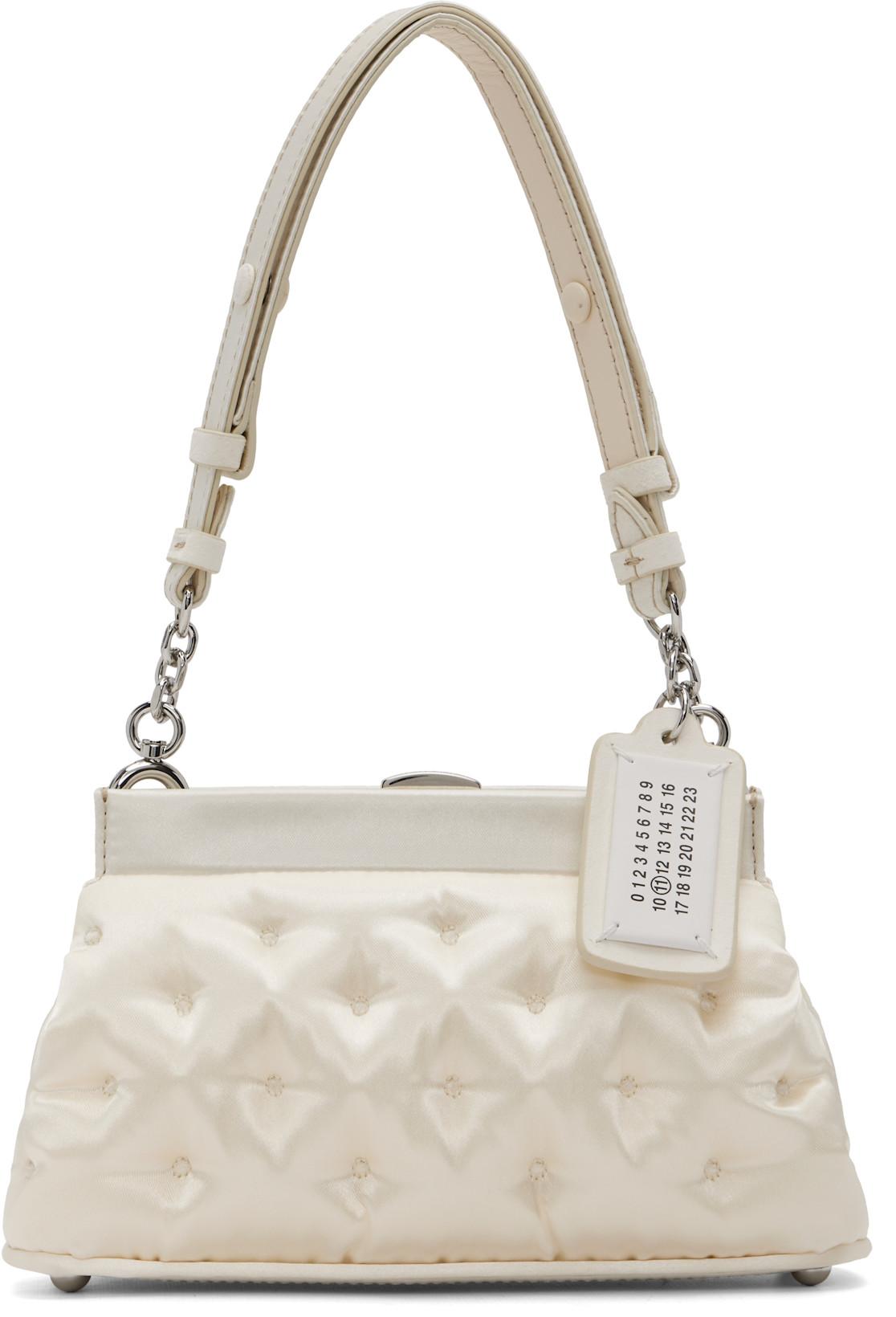 Beige Small Glam Slam Embroidery Clutch Bag by MAISON MARGIELA