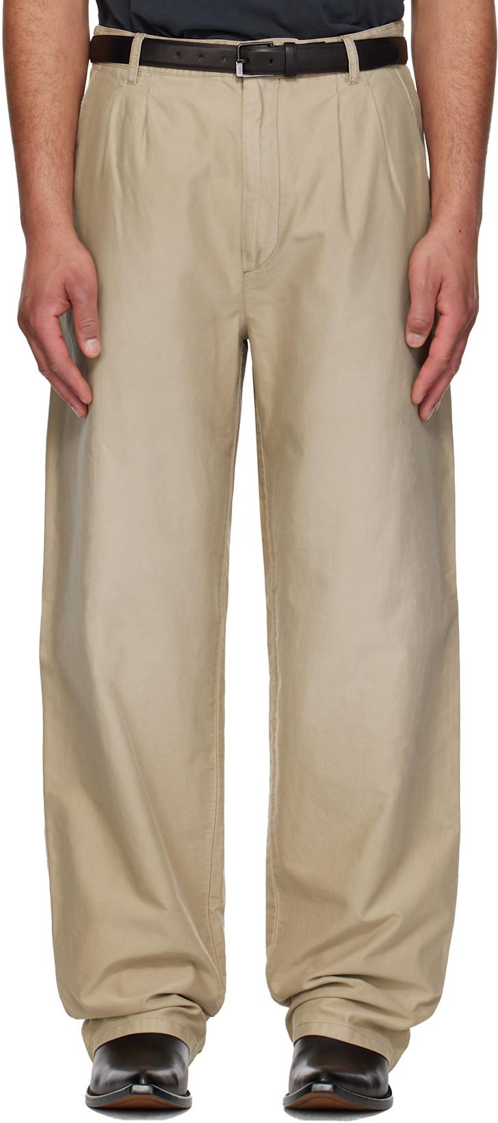Beige Unbrushed Moleskin Trousers by MAISON MARGIELA