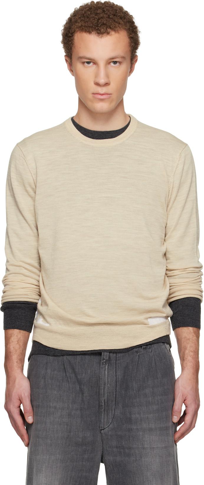 Beige Wool-Blend Patch Sweater by MAISON MARGIELA