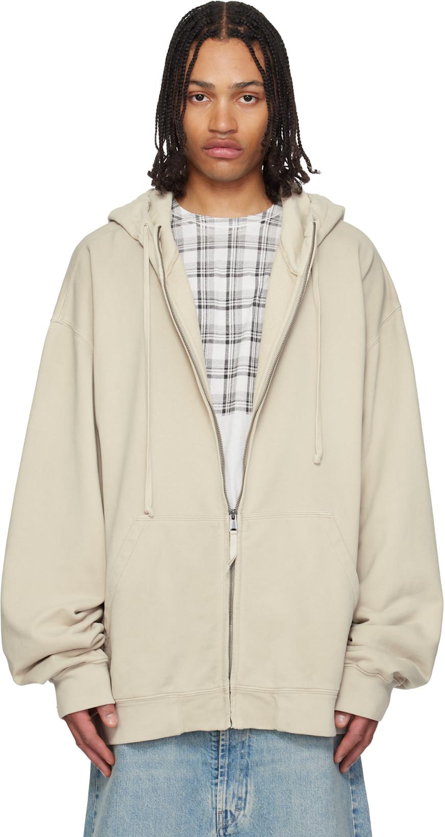 Beige Zip Hoodie by MAISON MARGIELA