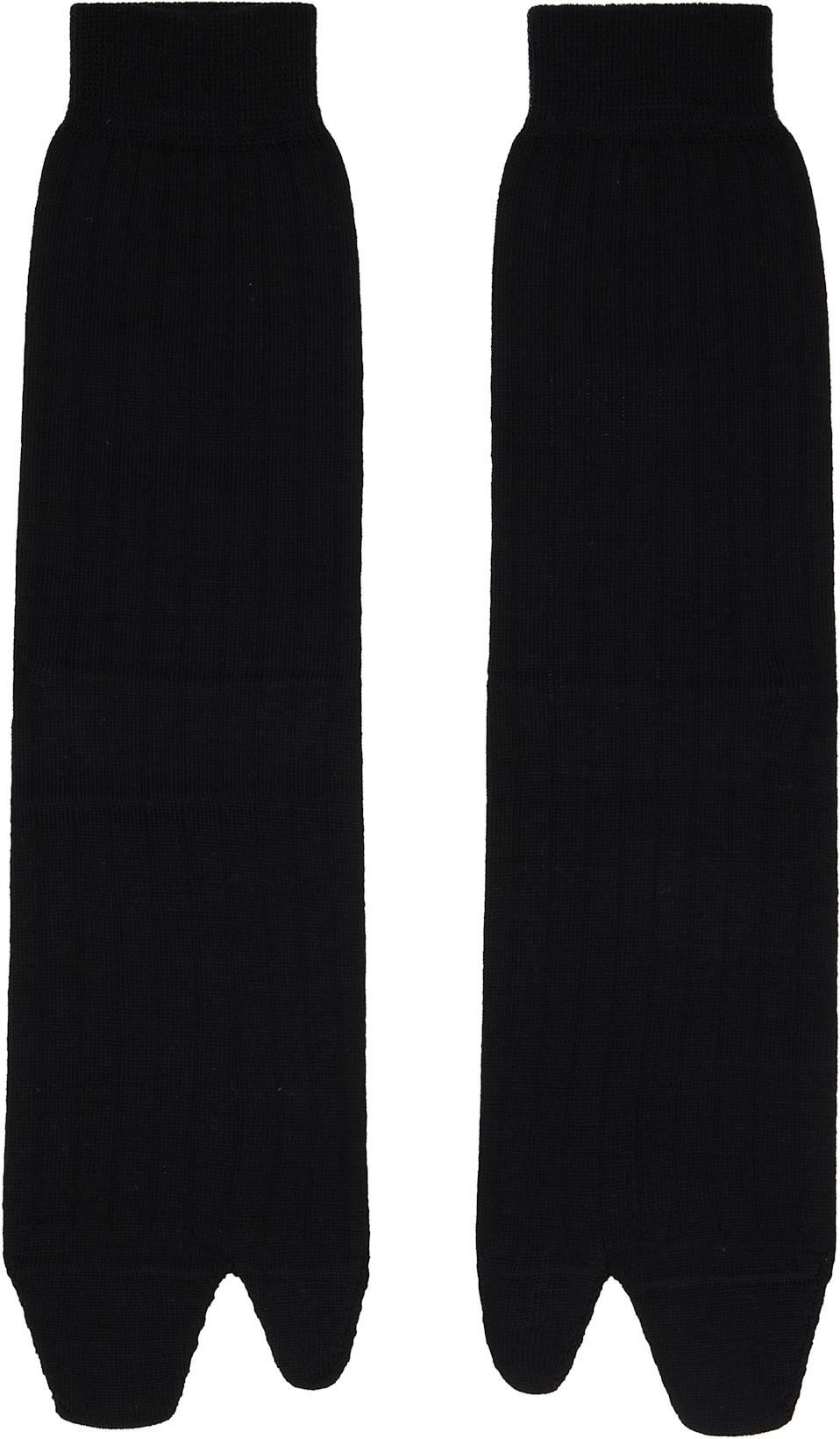 Black Bootleg Tabi Socks by MAISON MARGIELA