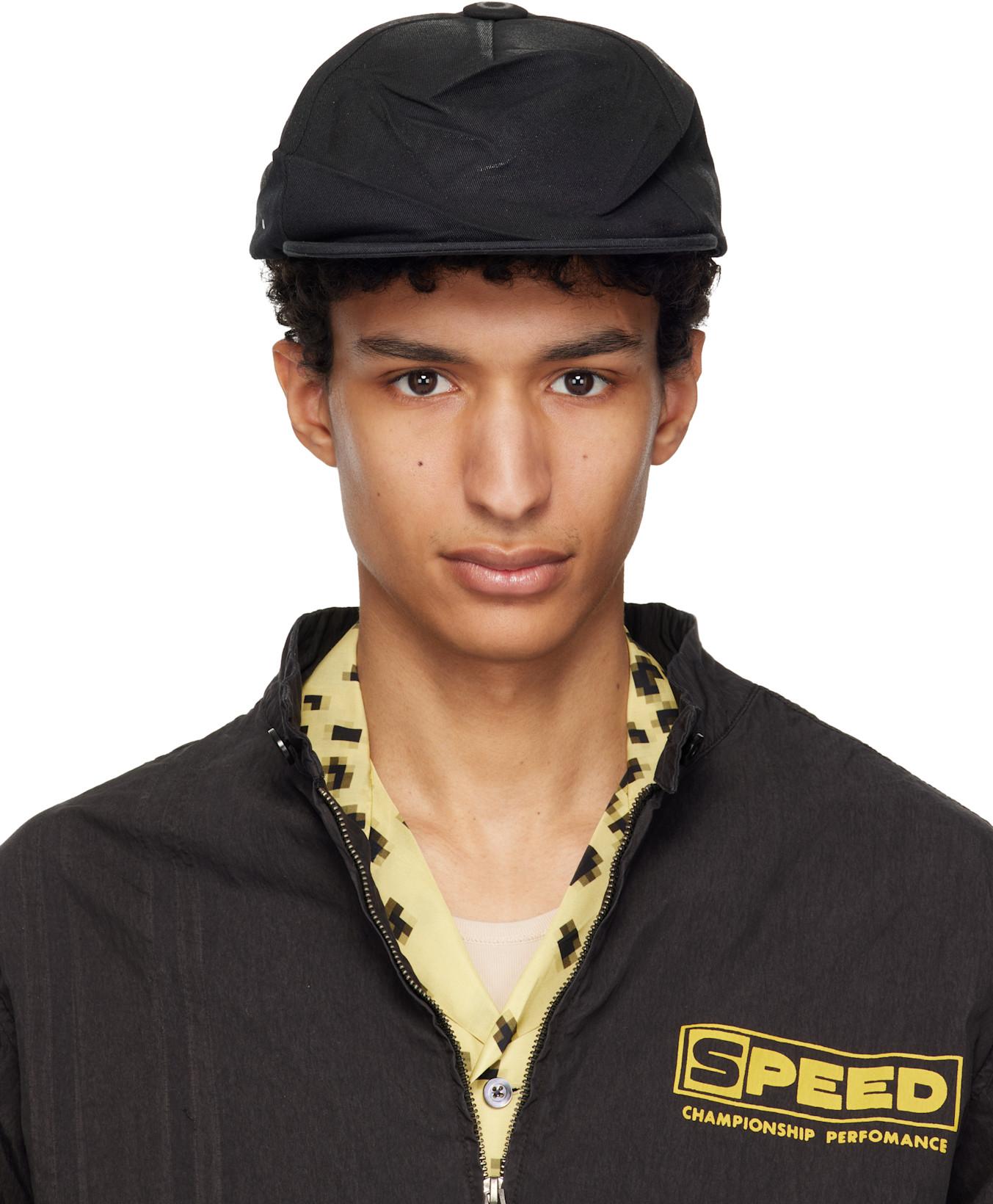 Black Coated Cotton Cap by MAISON MARGIELA