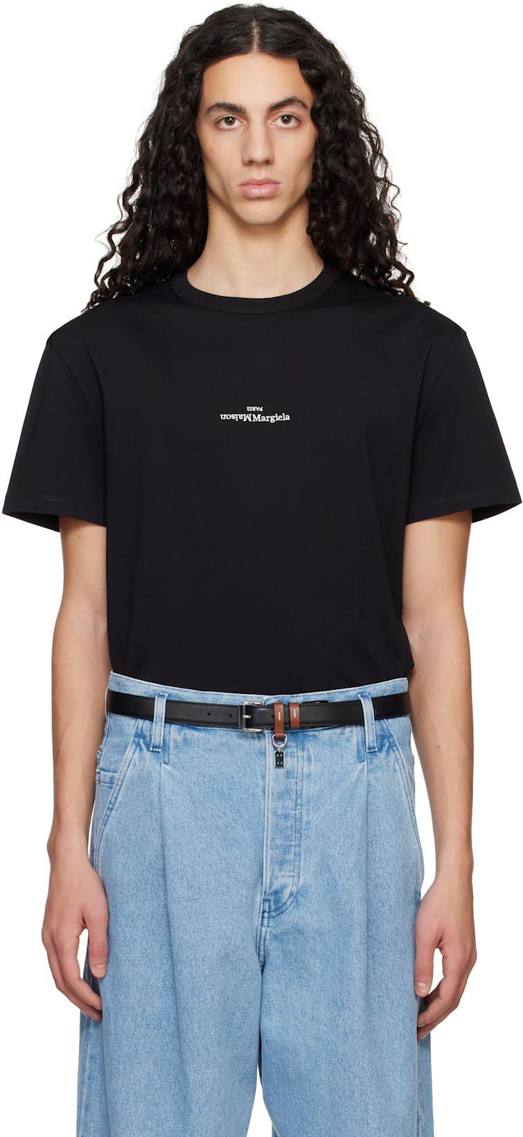 Black Distorted Logo T-Shirt by MAISON MARGIELA