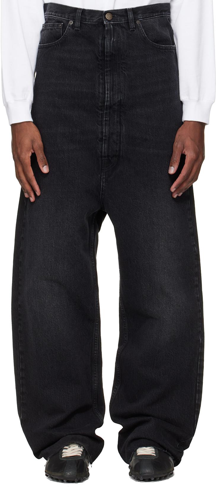 Black Dropped-Rise Jeans by MAISON MARGIELA