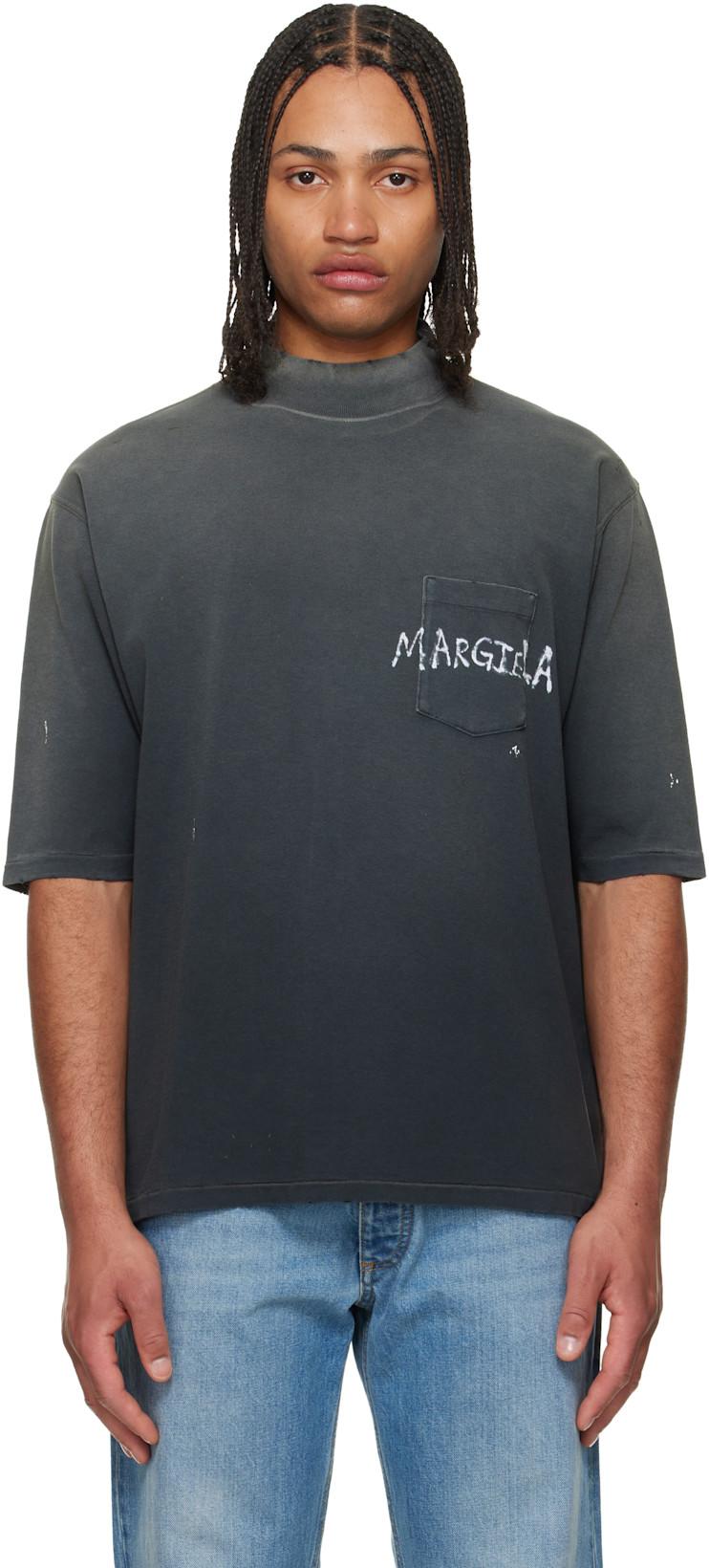 Black Faded Paint Splatter T-shirt by MAISON MARGIELA