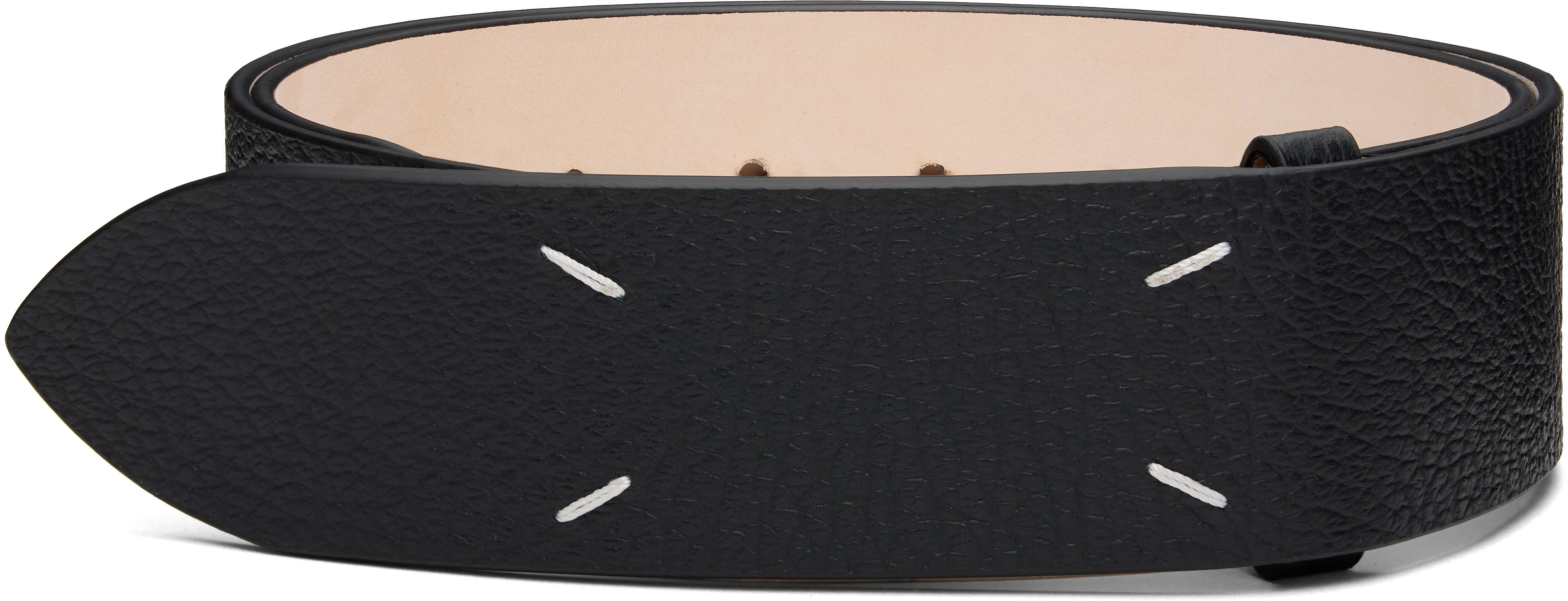 Black Four Stitches Belt by MAISON MARGIELA