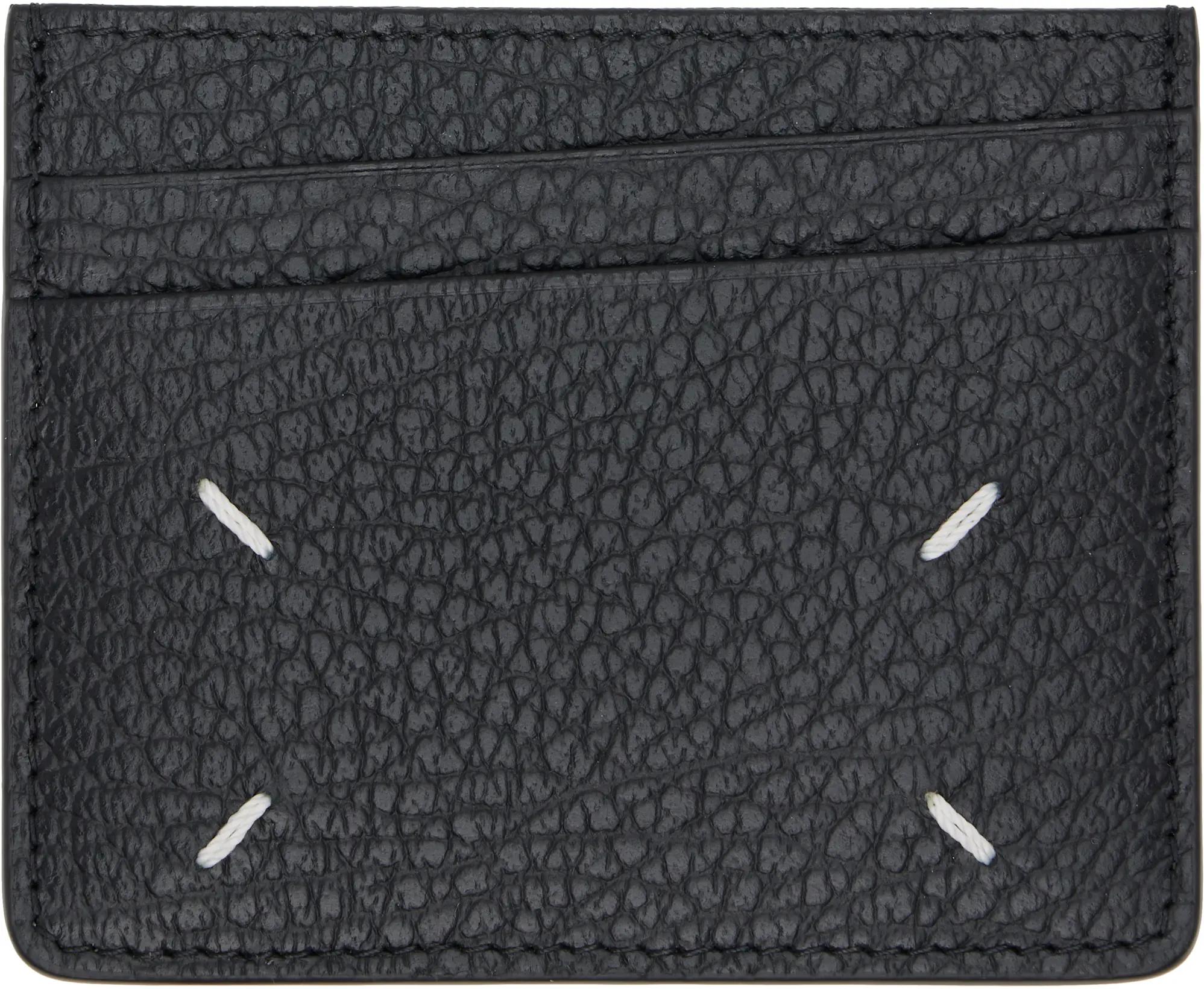 Black Four Stitches Card Holder by MAISON MARGIELA