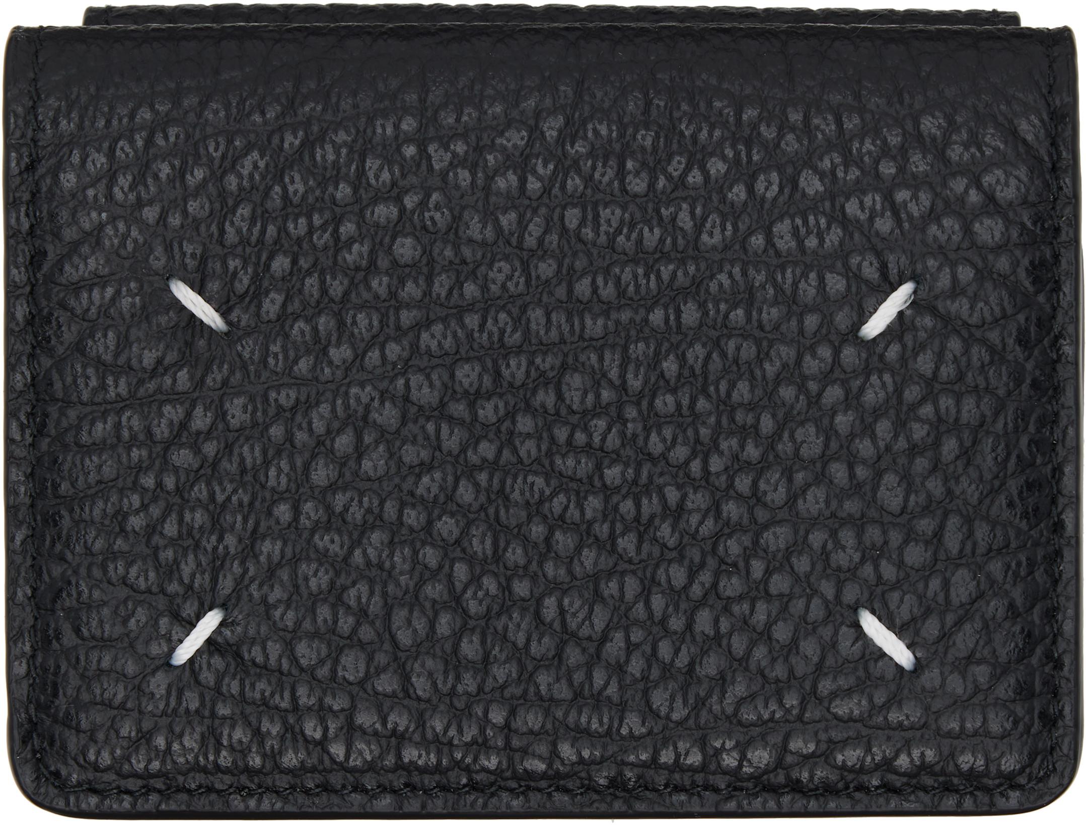 Black Four Stitches Pocket Wallet by MAISON MARGIELA