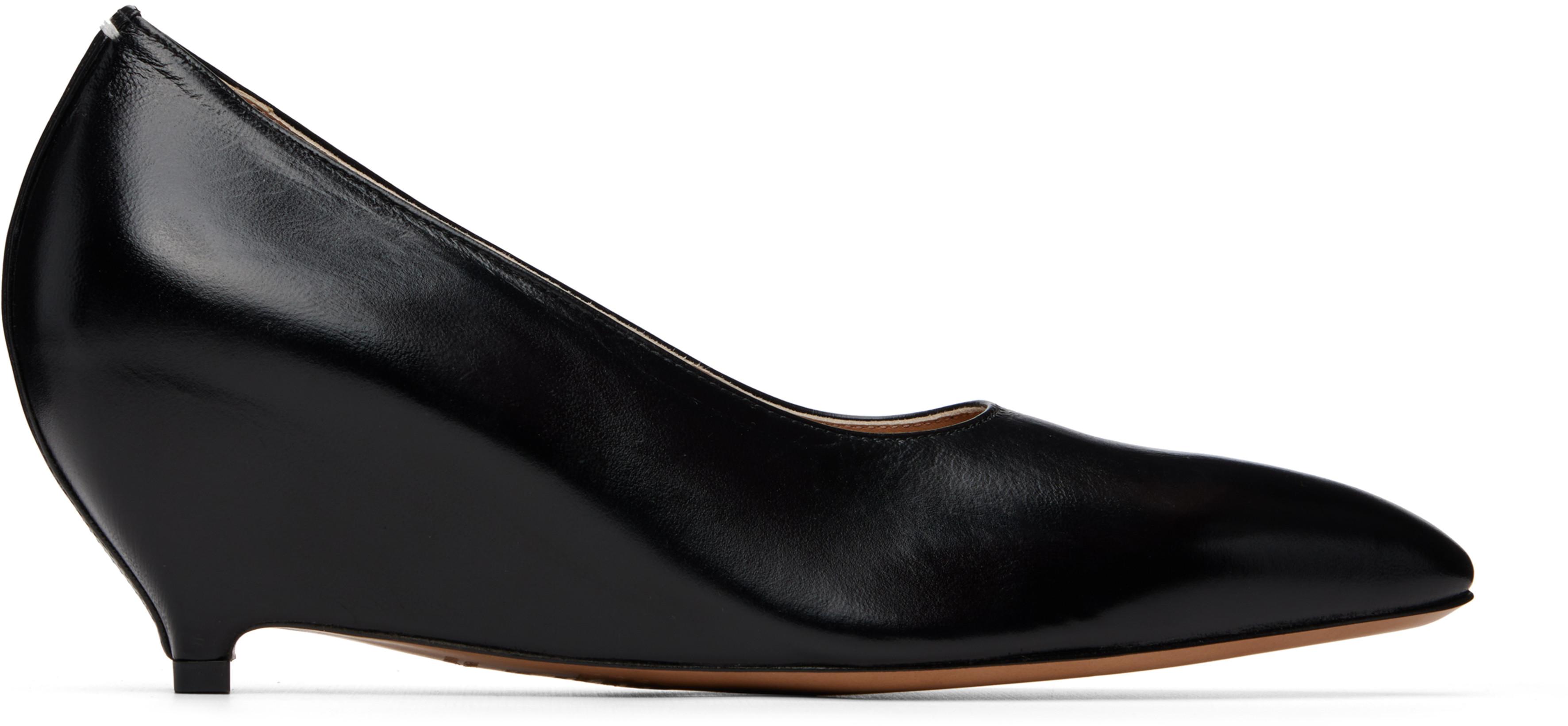 Black Heel-Less Kitten Pump Heels by MAISON MARGIELA