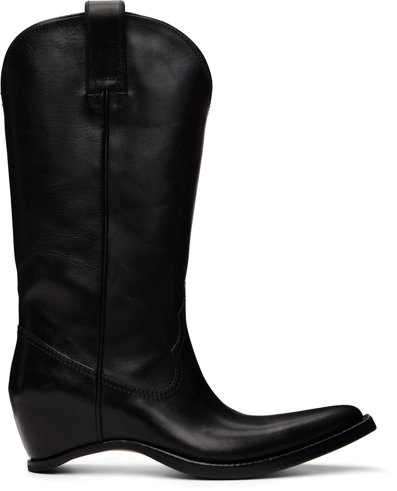 Black Heel-Less Western Boots by MAISON MARGIELA