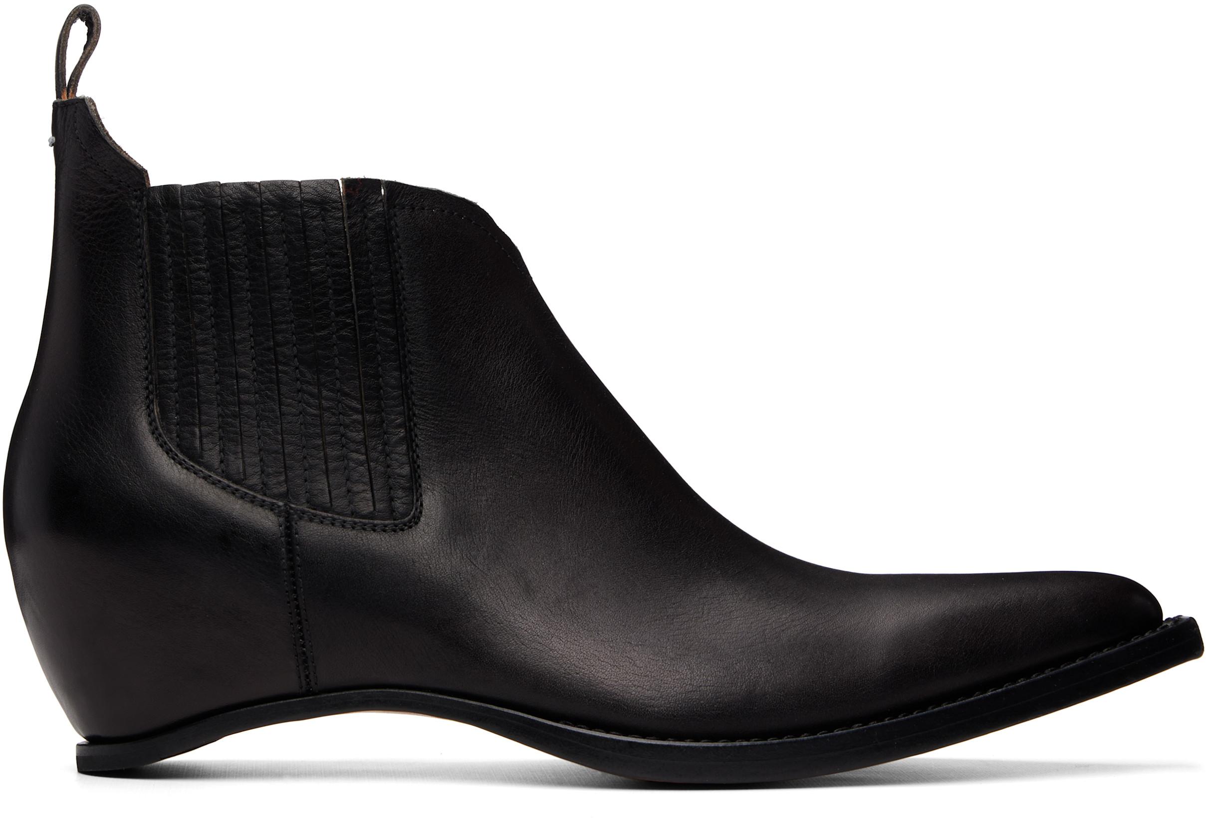 Black Heel-Less Western Chelsea Boots by MAISON MARGIELA