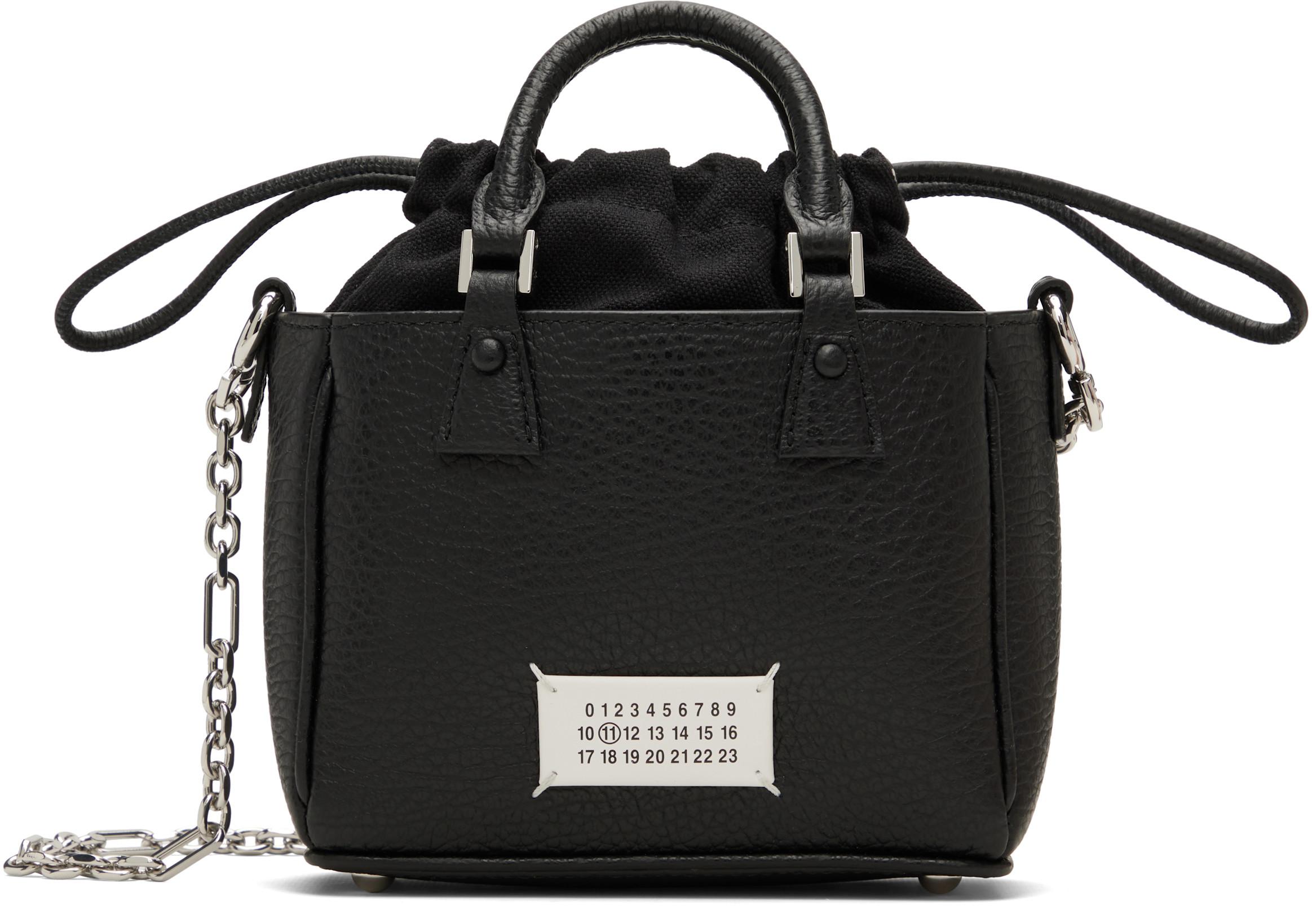 Black Micro 5AC Horizontal Tote Bag by MAISON MARGIELA