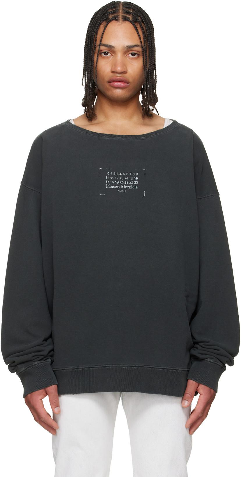 Black Printed Logo Sweatshirt by MAISON MARGIELA