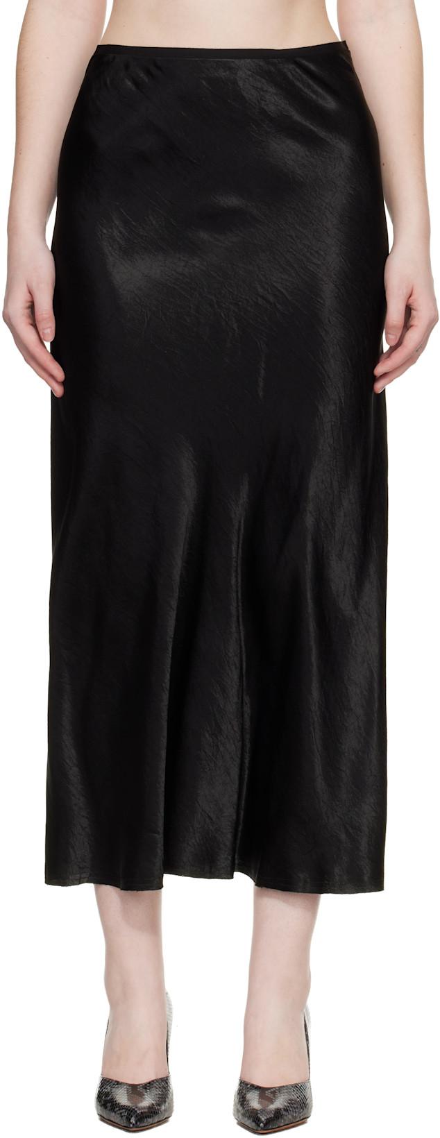 Black Satin Midi Skirt by MAISON MARGIELA