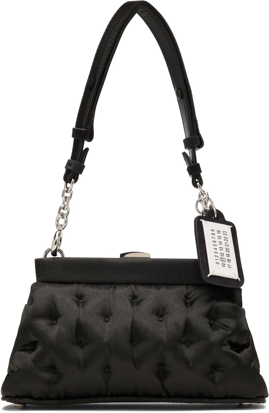 Black Small Glam Slam Embroidery Clutch Bag by MAISON MARGIELA