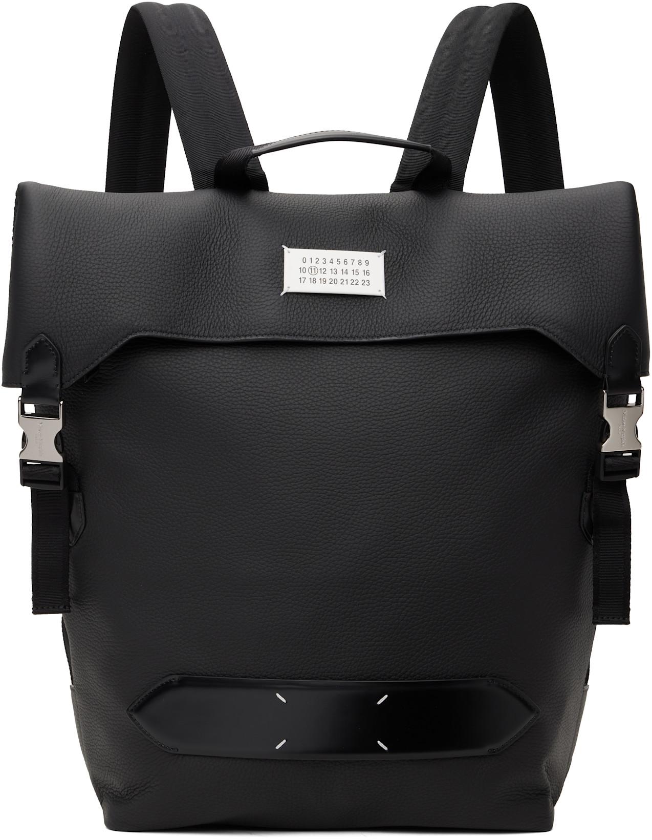 Black Soft 5AC Flap Backpack by MAISON MARGIELA