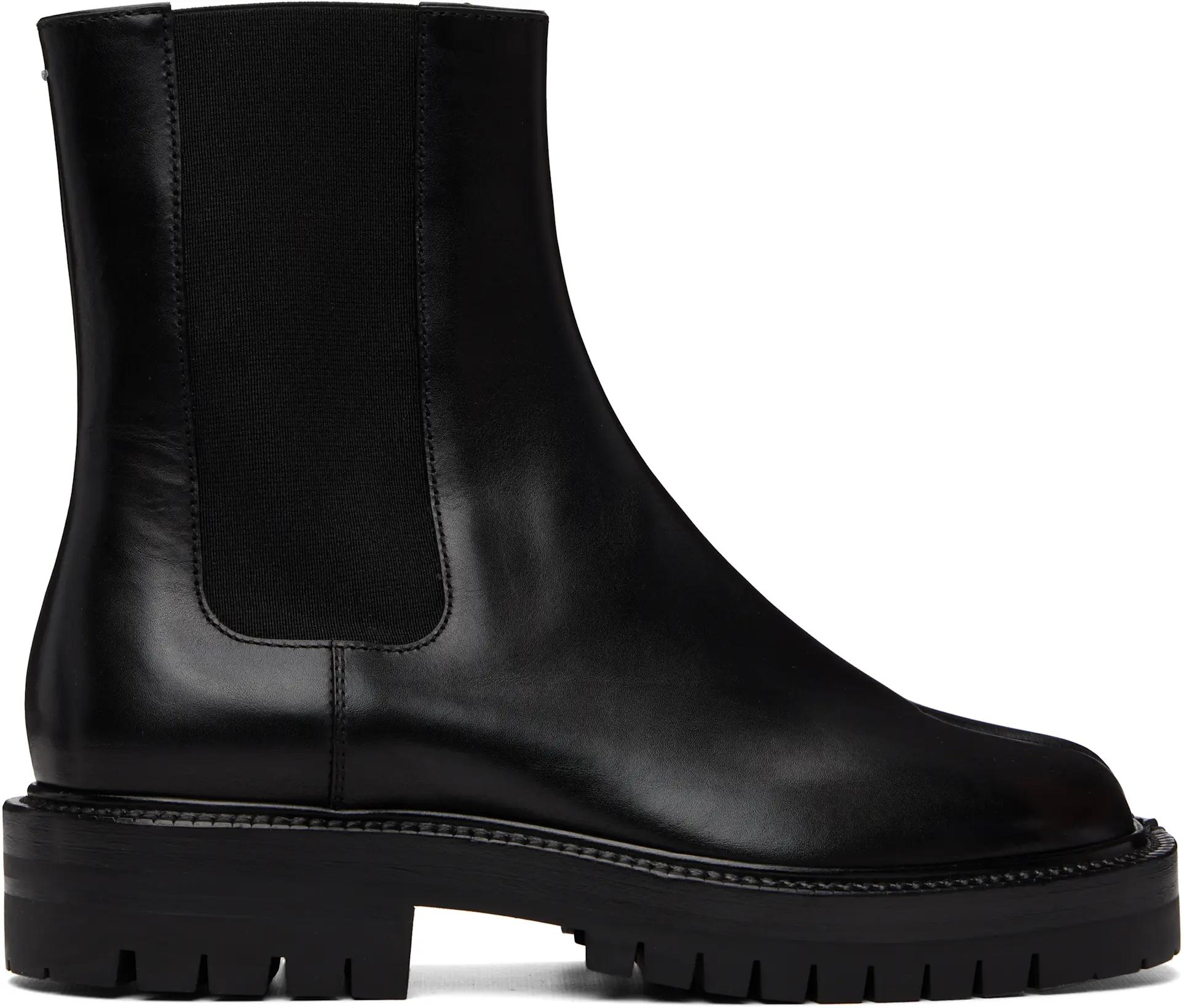 Black Tabi County Chelsea Boots by MAISON MARGIELA