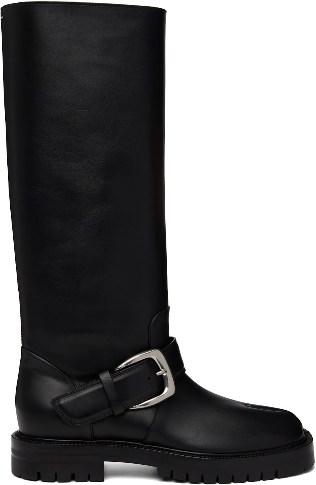 Black Tabi County Knee Boots by MAISON MARGIELA