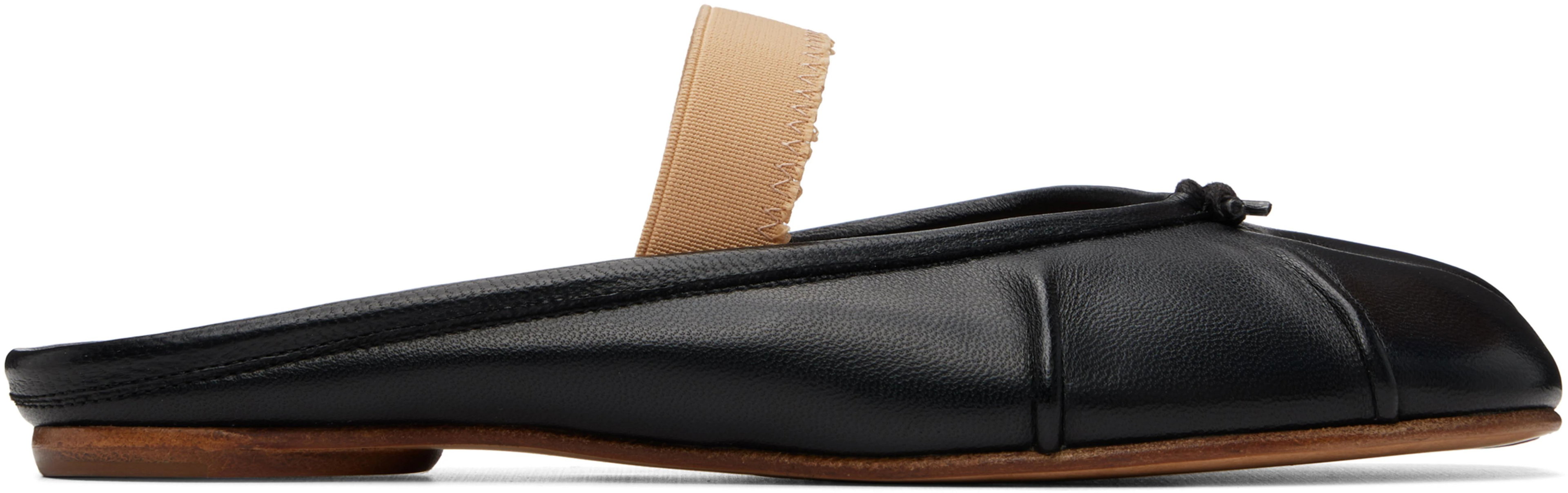 Black Tabi Elastic Band Mule Flats by MAISON MARGIELA