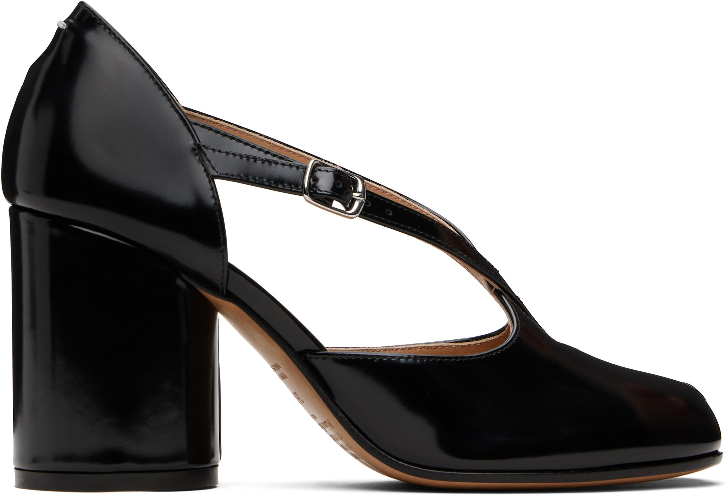 Black Tabi Pump Heeled Sandals by MAISON MARGIELA