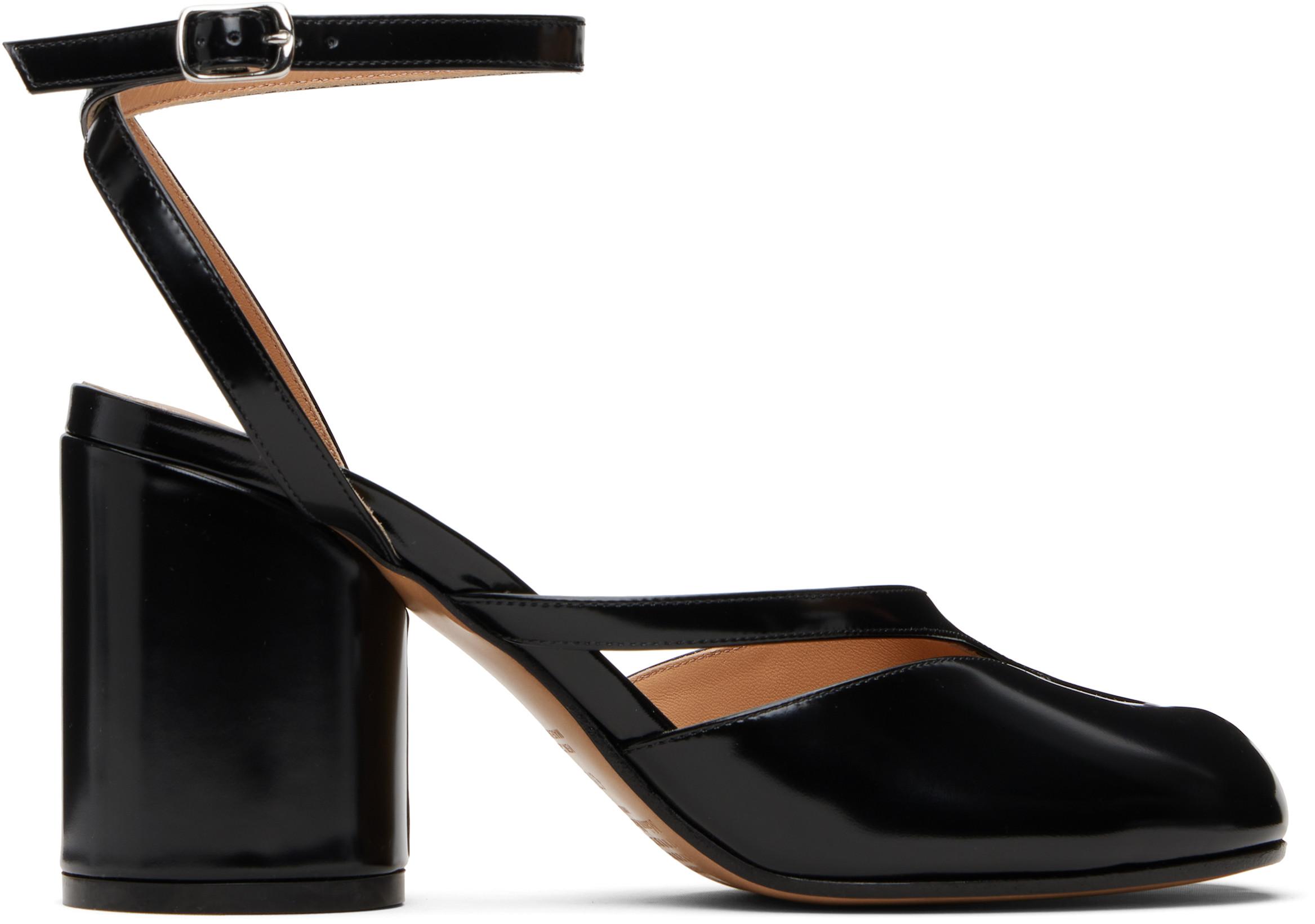 Black Tabi Pump Heeled Sandals by MAISON MARGIELA