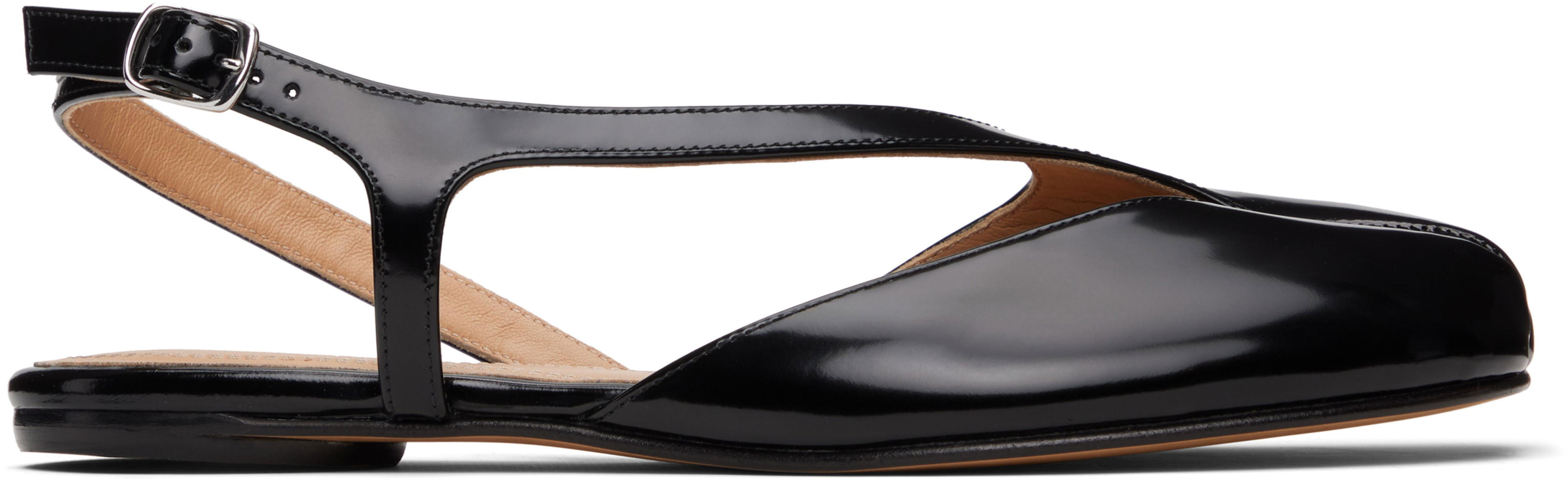 Black Tabi Slingback Ballerina Flats by MAISON MARGIELA