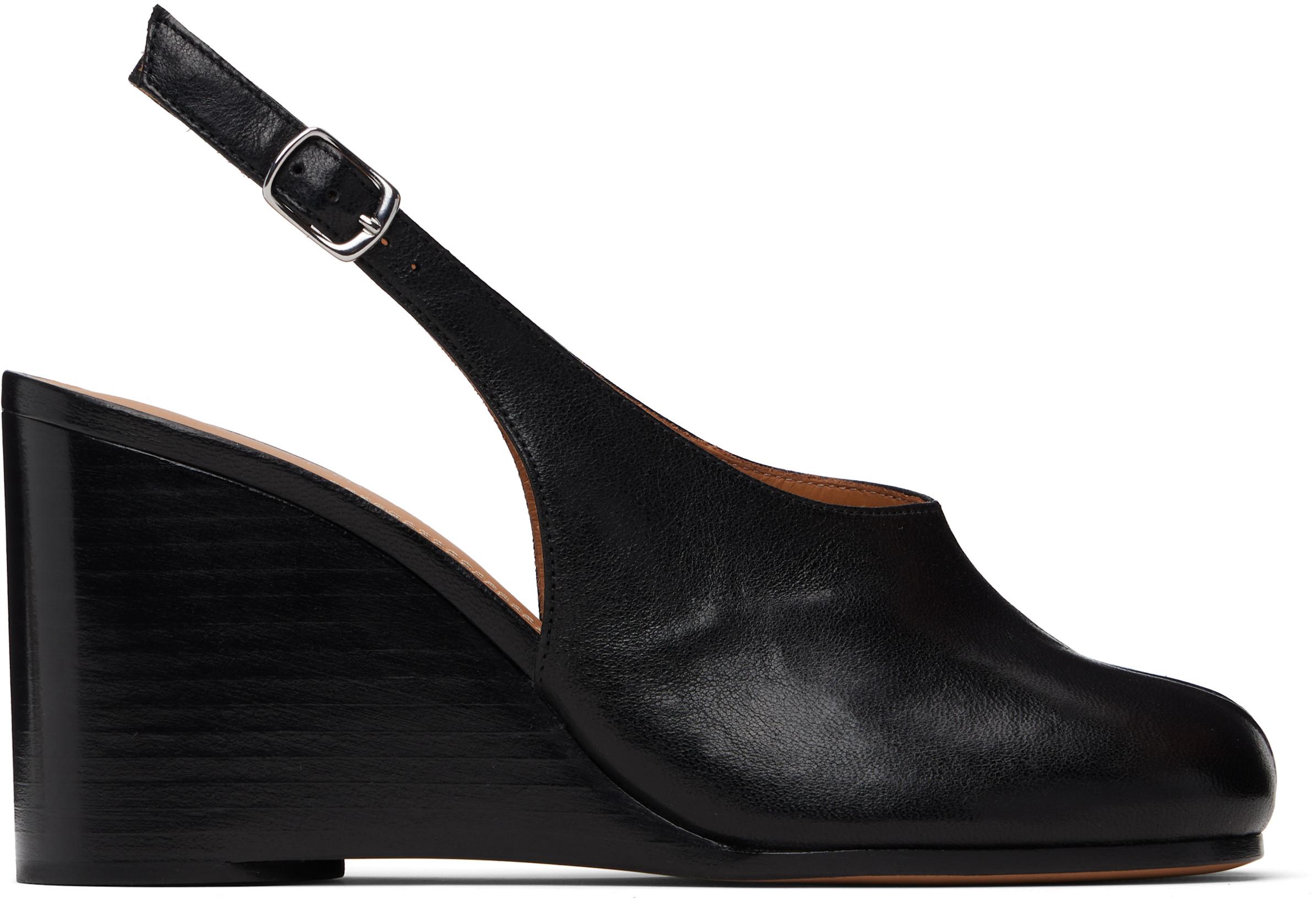Black Tabi Wedge Slingback Heels by MAISON MARGIELA