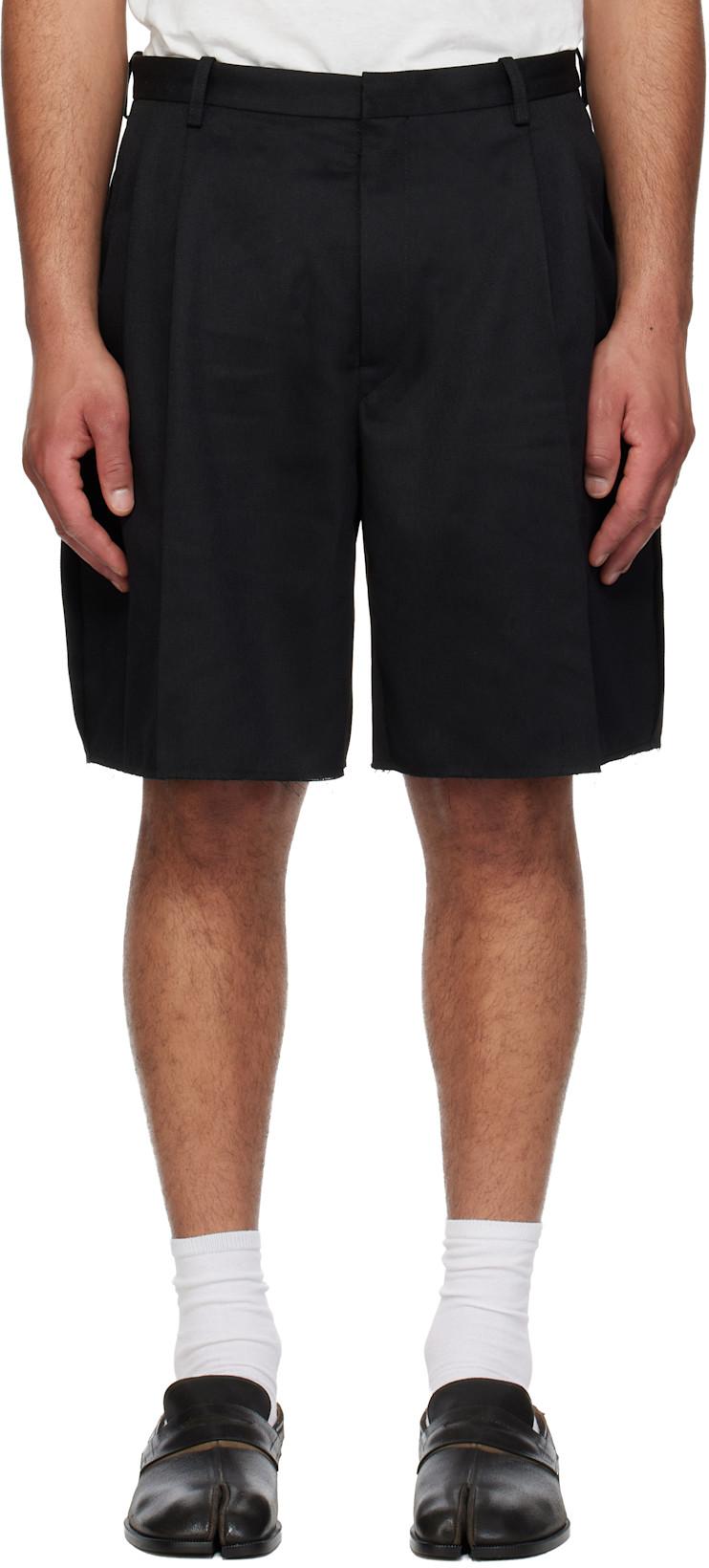 Black Tailored Cotton Shorts by MAISON MARGIELA