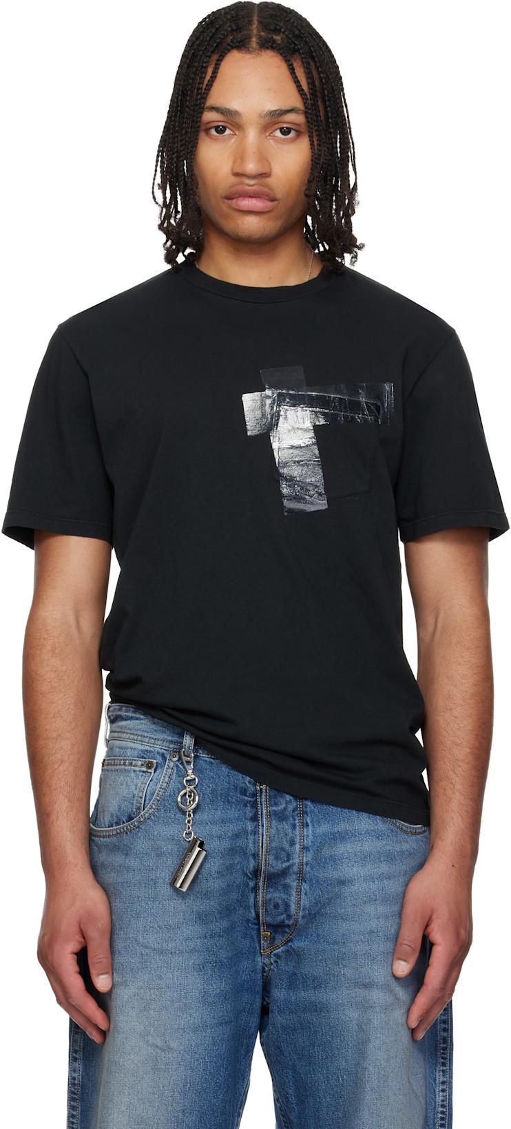 Black Taped Cotton Jersey T-shirt by MAISON MARGIELA