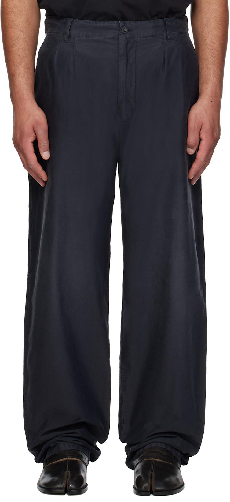 Black Unbrushed Moleskin Trousers by MAISON MARGIELA