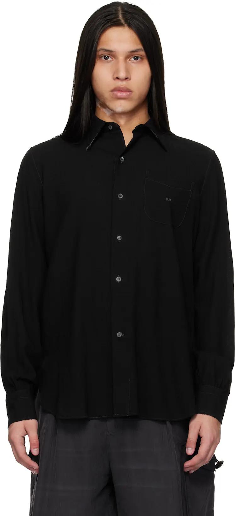 Black Virgin Wool Long-Sleeved Shirt by MAISON MARGIELA