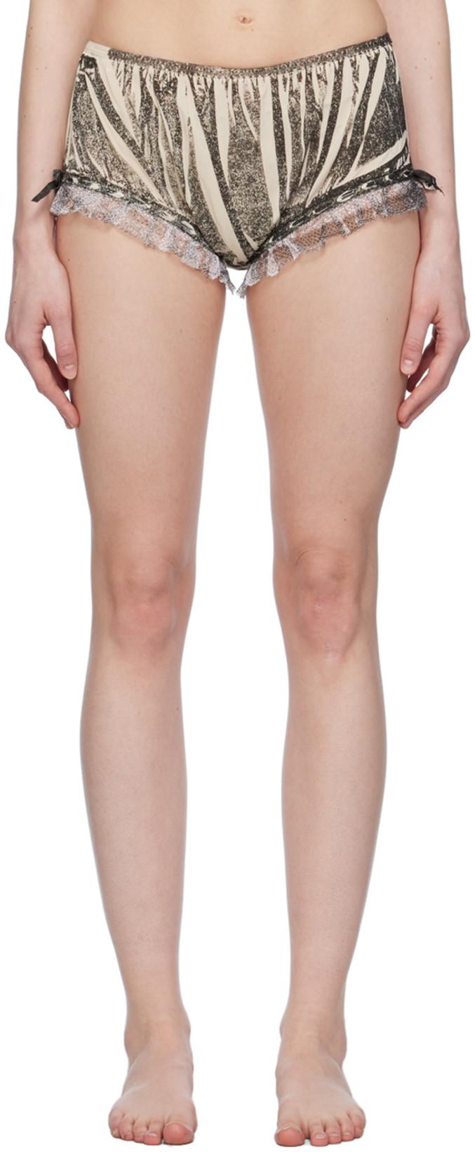 Black & Beige Printed Briefs by MAISON MARGIELA