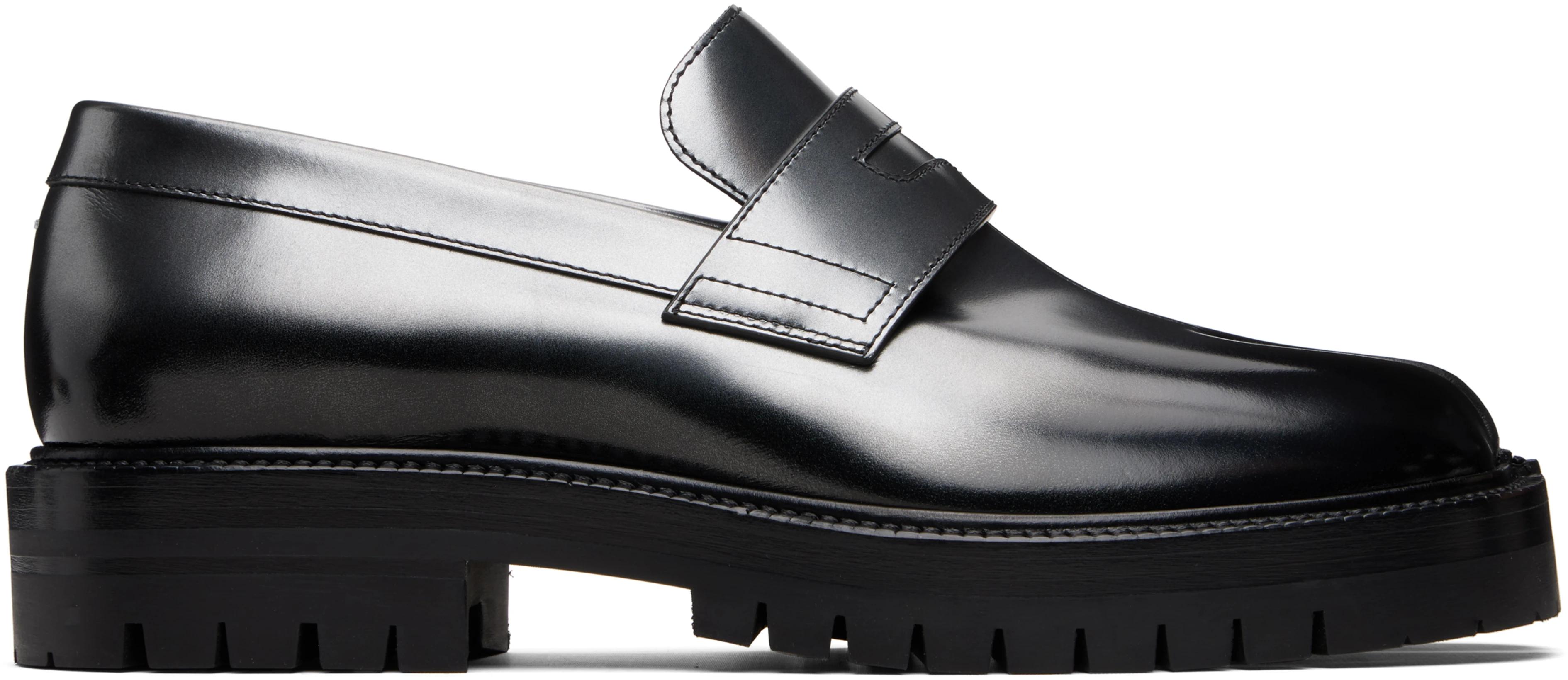 Black & Silver Tabi County Loafers by MAISON MARGIELA