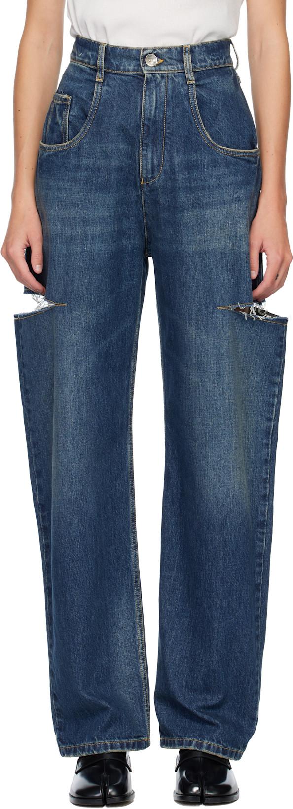 Blue Cut-Out Jeans by MAISON MARGIELA