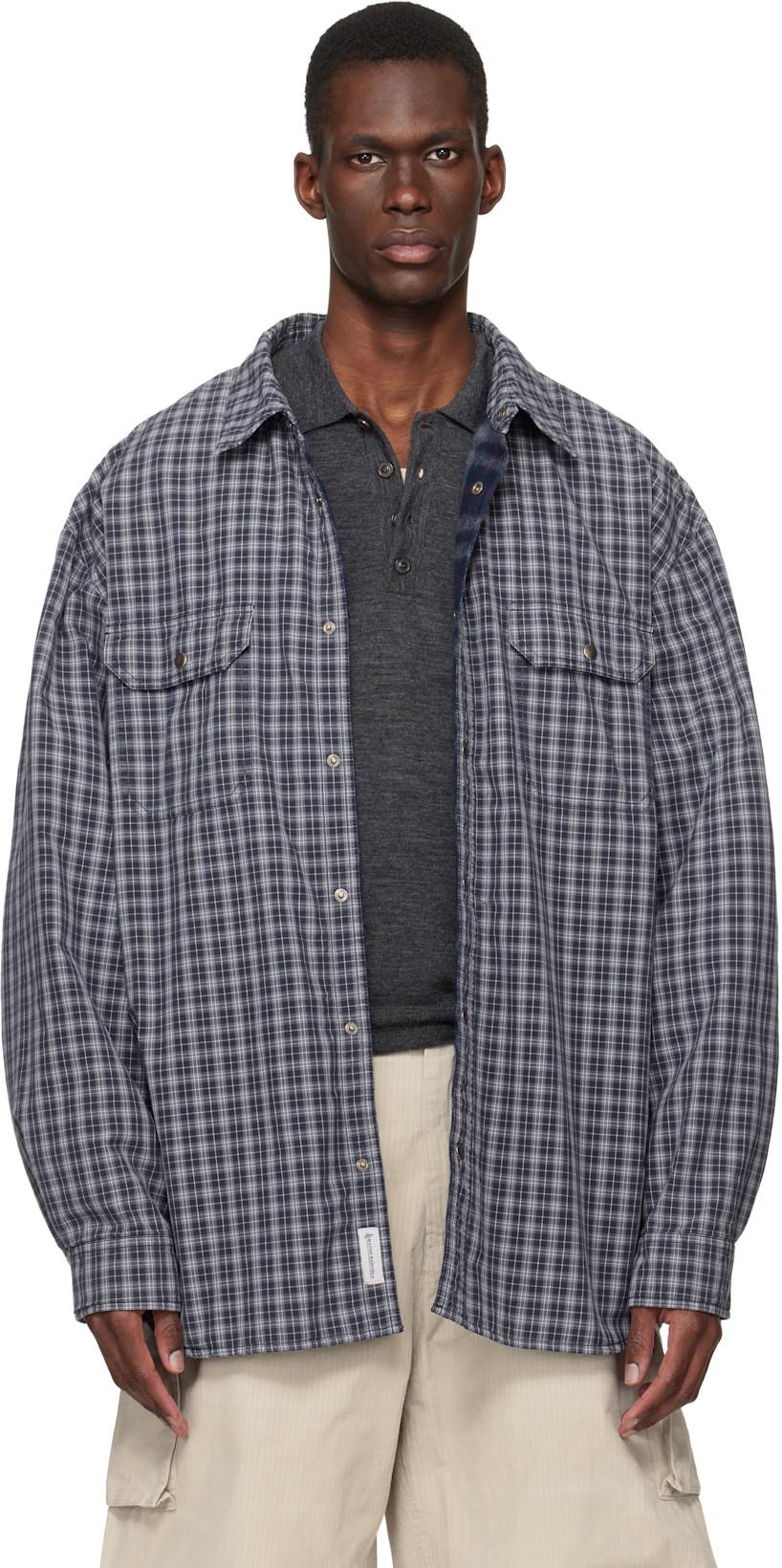 Blue Padded Reversible Shirt by MAISON MARGIELA
