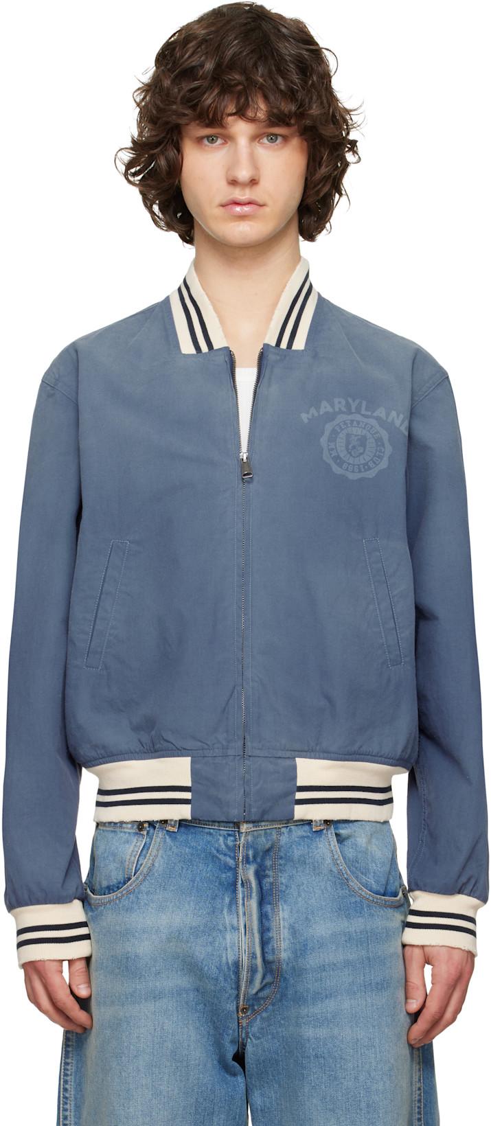 Blue Varsity Caban Jacket by MAISON MARGIELA