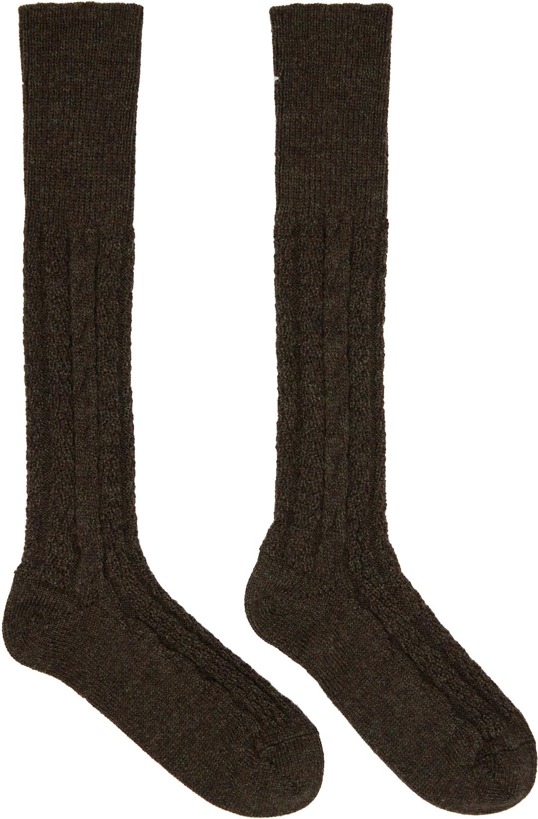 Brown Bootleg Socks by MAISON MARGIELA