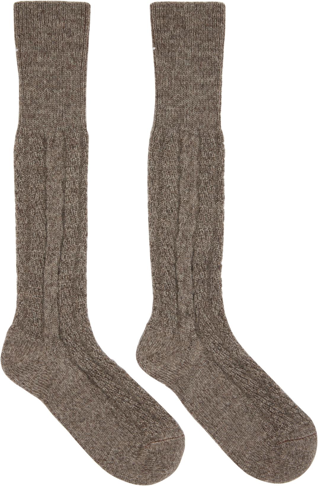 Brown Bootleg Socks by MAISON MARGIELA